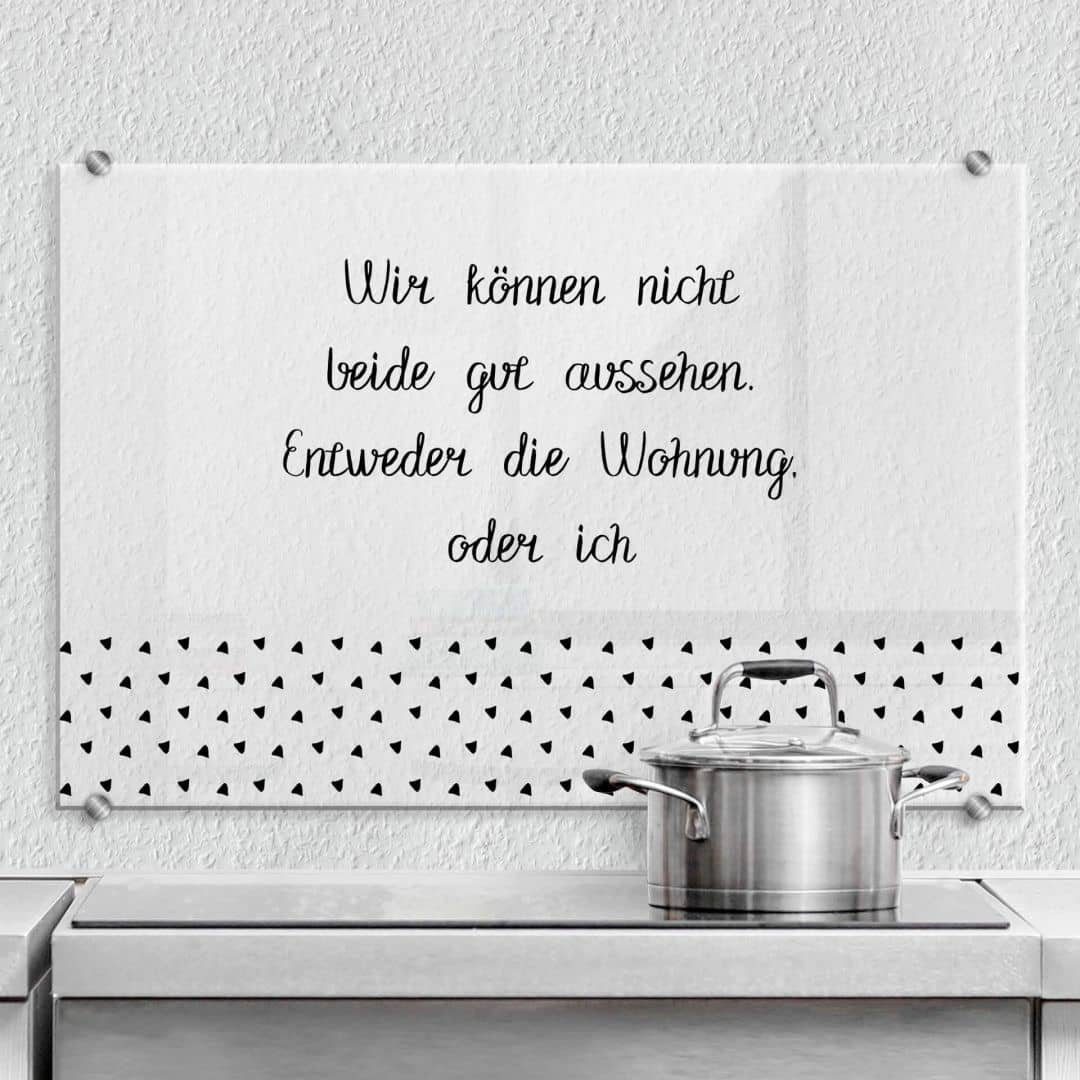 K&L Wall Art Gemälde Wandschutz Bild Glas Spritzschutz Küche Schriftzug Shabby Chic Spruch, Küchenrückwand montagefertig