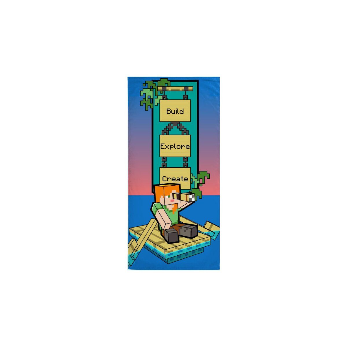Minecraft Badetücher Minecraft Badetuch 70x140cm – Build Design Strandtuch, 100% Baumwolle (1-St)
