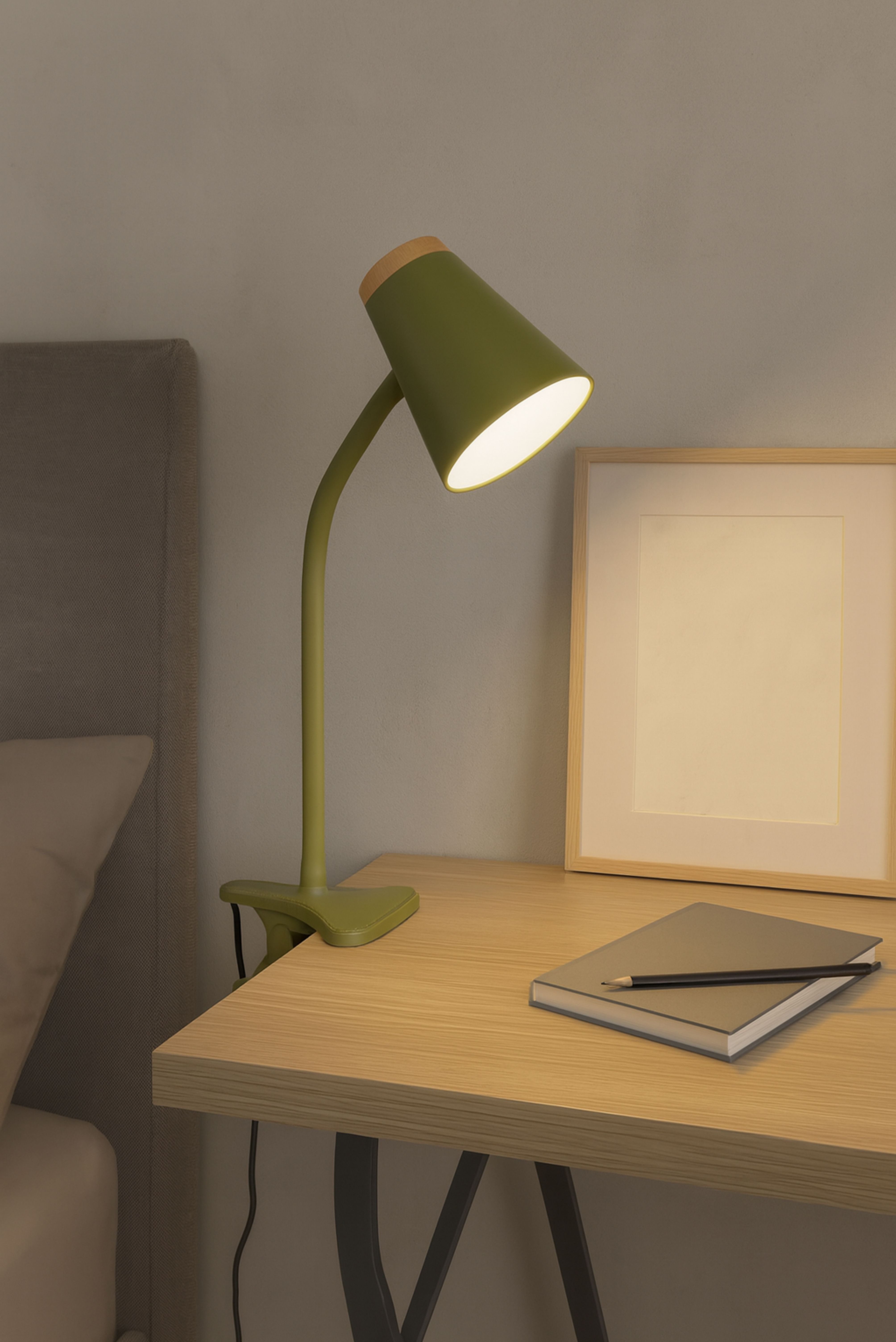 lightling LED Klemmtischleuchte Quincy, flexibel schwenkbar, LED fest integriert, warmweiße Lichtfarbe, inkl. Ein- und Ausschalter, aus hochwertigem Metall