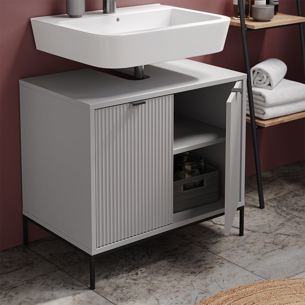 Vicco Waschbeckenunterschrank Eliza, Grau/Grau, 70 x 63 cm mit Türen (1-St) – Bild 5 von 5