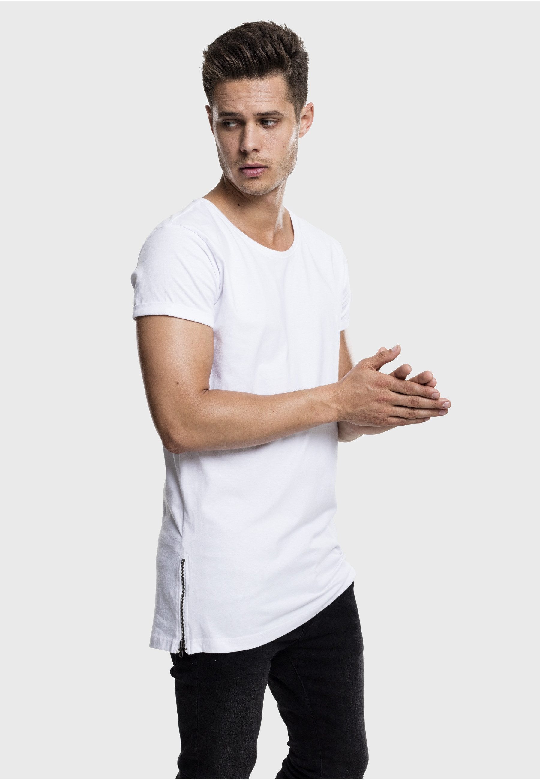 URBAN CLASSICS Longshirt Urban Classics Herren Long Shaped Side Zip Tee (1-tlg)