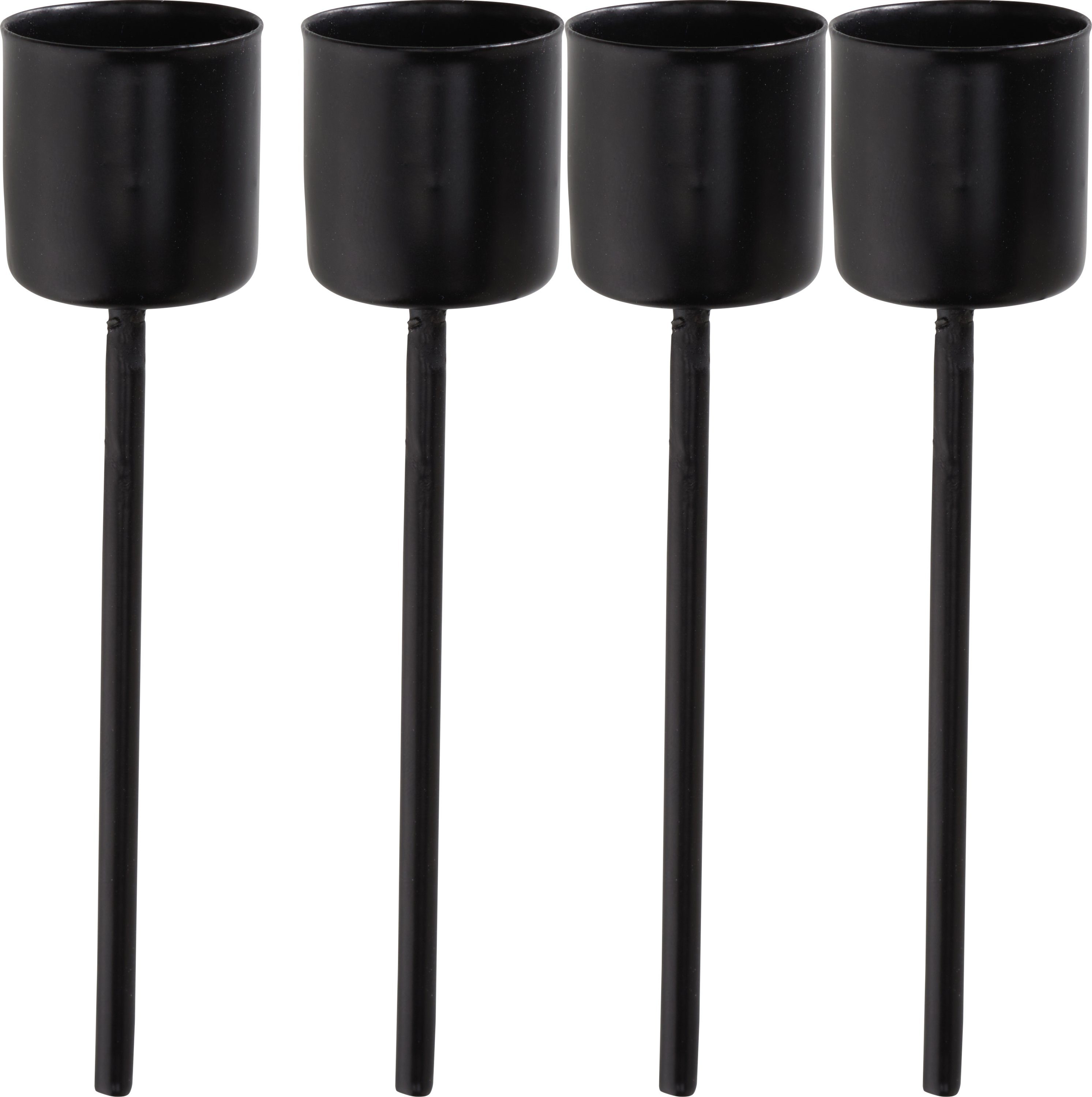 Standkerzenhalter Kerzenhalter mit Spieß für Stabkerzen, 4 Stück Schwarz