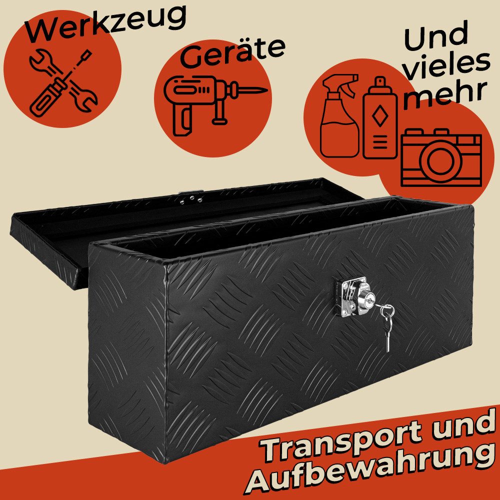 Trucky Anhänger-Deichselbox Deichselbox Werkzeugkasten Truckbox Alu Box Transportbox Schwarz