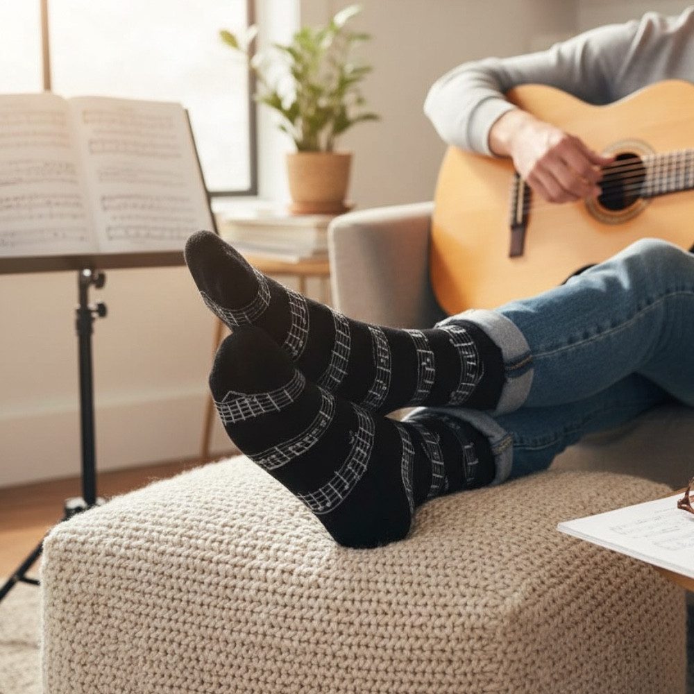 mugesh Freizeitsocken Musik Socken schwarz mit Noten für Musiker günstig online kaufen