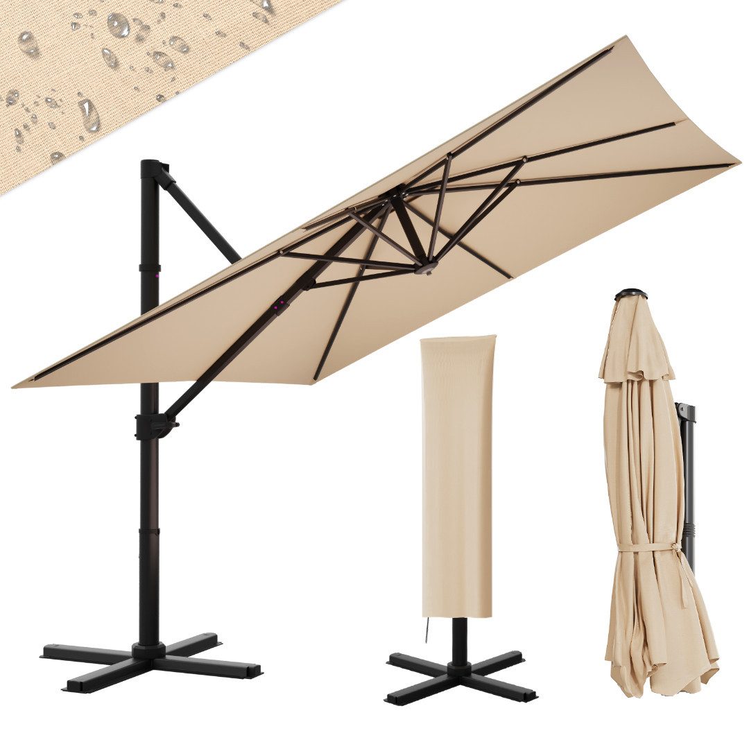 HOMALL Sonnenschirm Gartenschirm 270/330cm, mit Ständer,360° günstig online kaufen