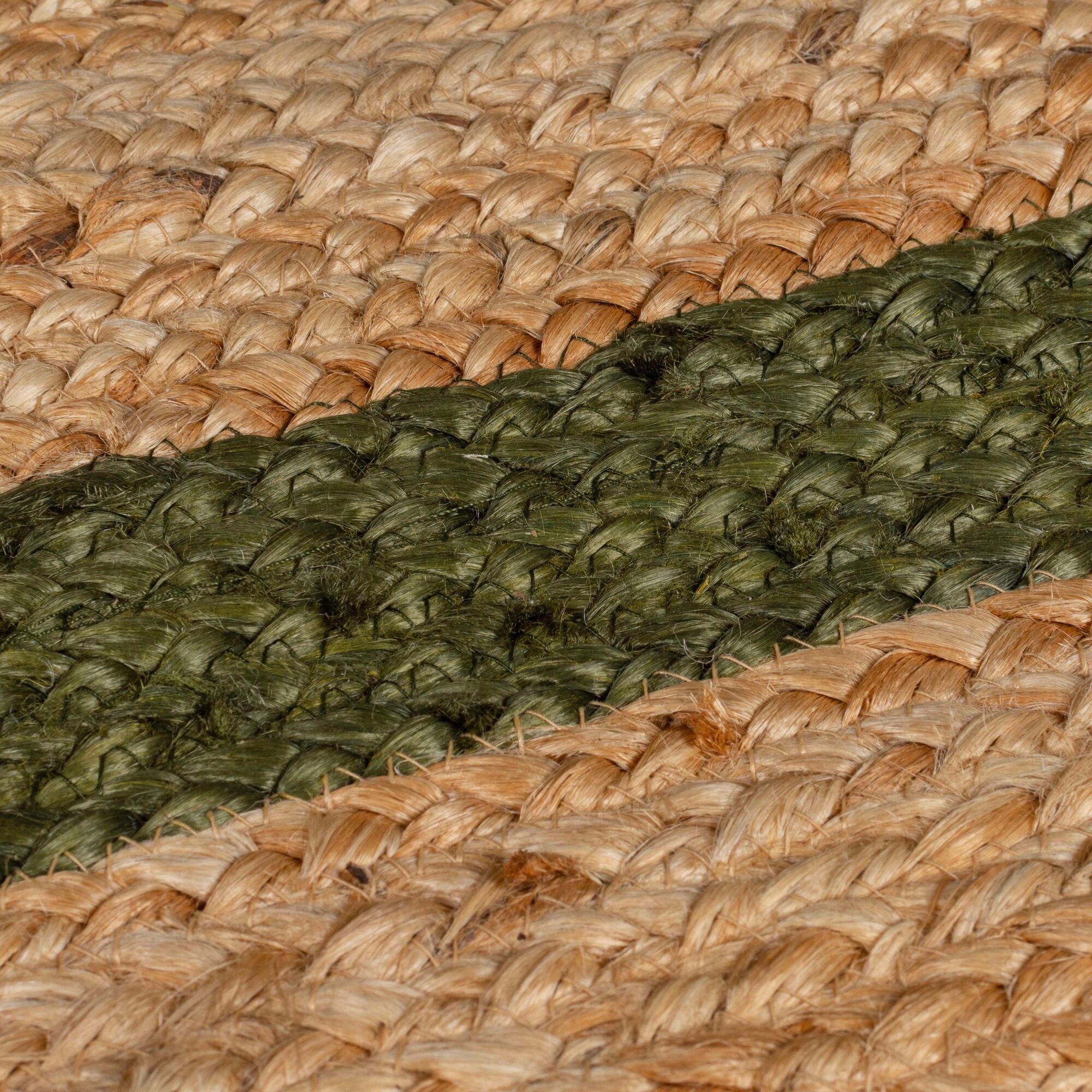 Teppich Grace, FLAIR RUGS, 7 mm, Bordüre 100% Höhe: Grün fußbodenheizungsgeeignet, rechteckig, Jute, mit aus