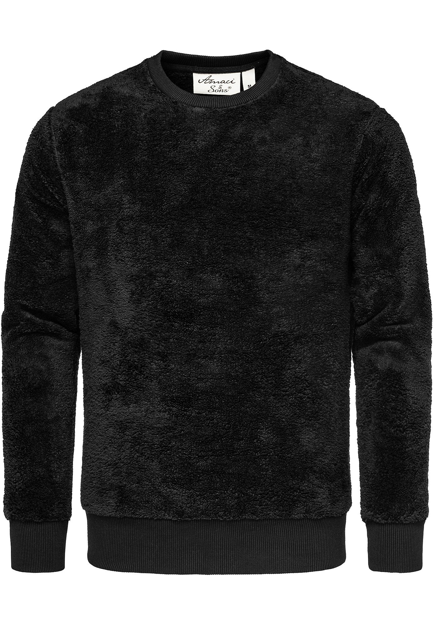 Amaci&Sons Sweatshirt LUDLOW Pullover mit Rundhalsausschnitt Herren Teddy Plüsch Pulli Sweatjacke Hoodie