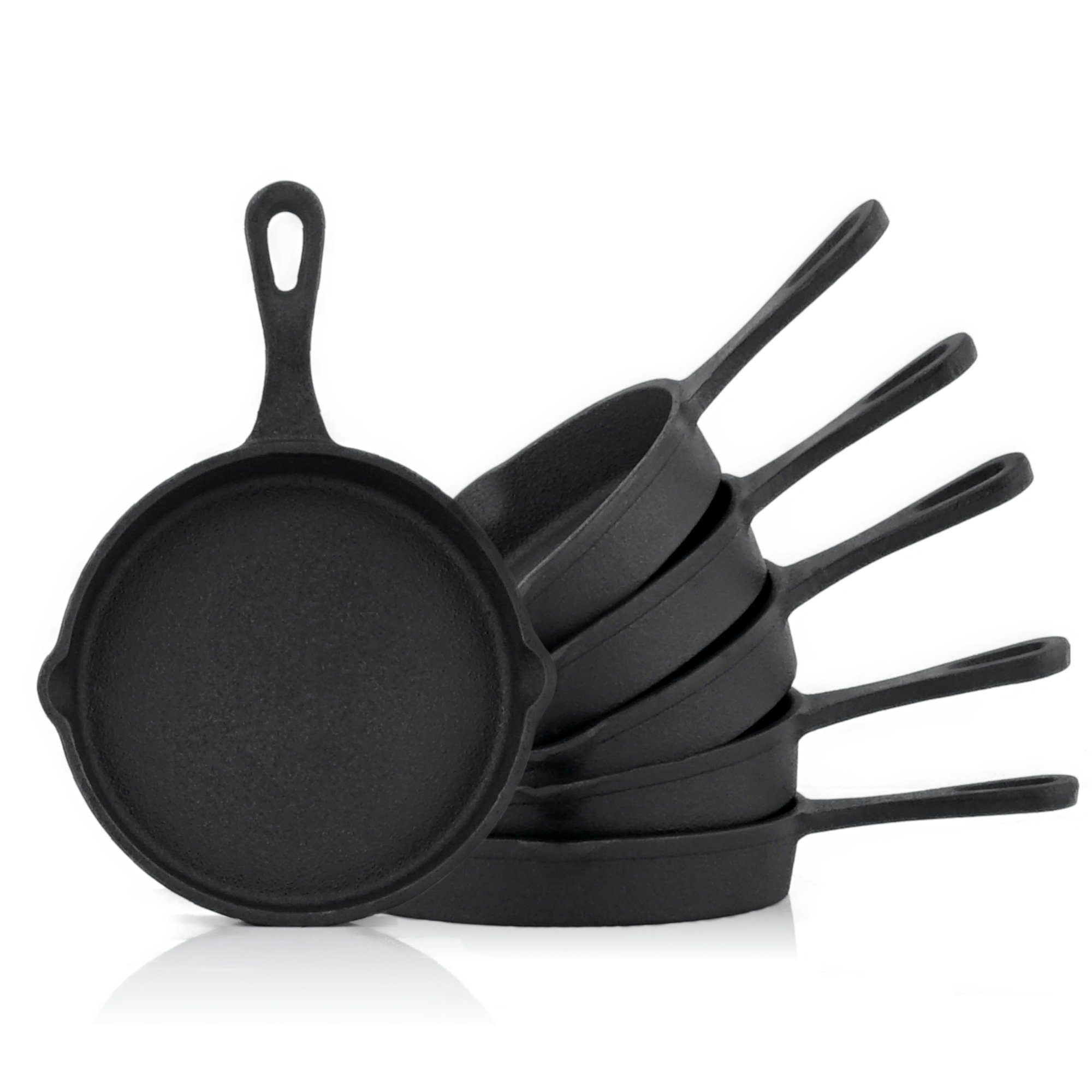 BBQ-Toro Grillpfanne Gusseisen Grillpfännchen (6-er Set), Ø 12,5 cm, Bereits eingebrannt, Gusseisen (Set)