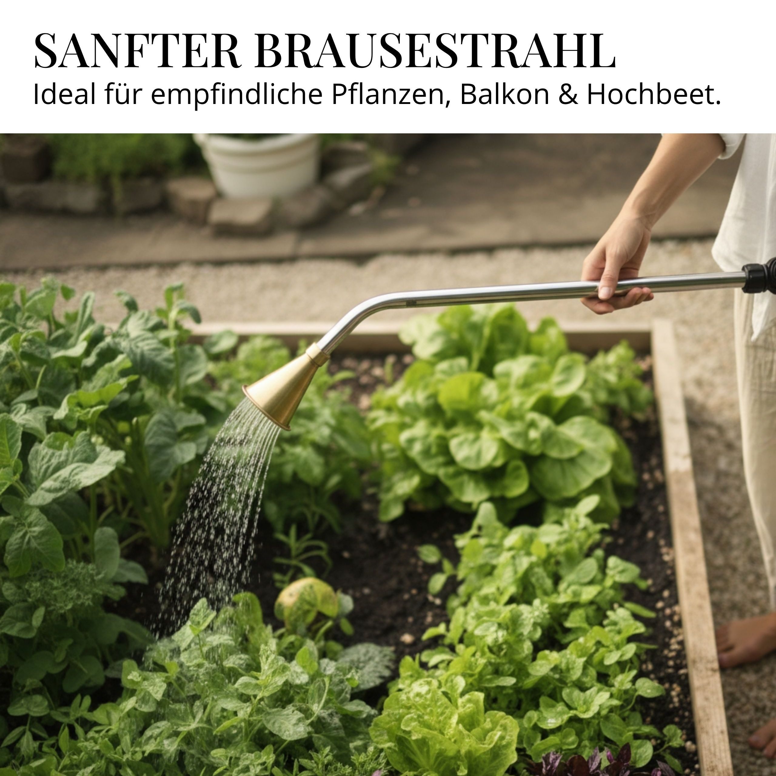 LIVLIG Bewässerungsbrause Gießstab Metall, 75 cm lang, (Set, 2-St., Gießstab mit Blumenbrause), Robustes Metall, 1/2 Zoll Klicksystem