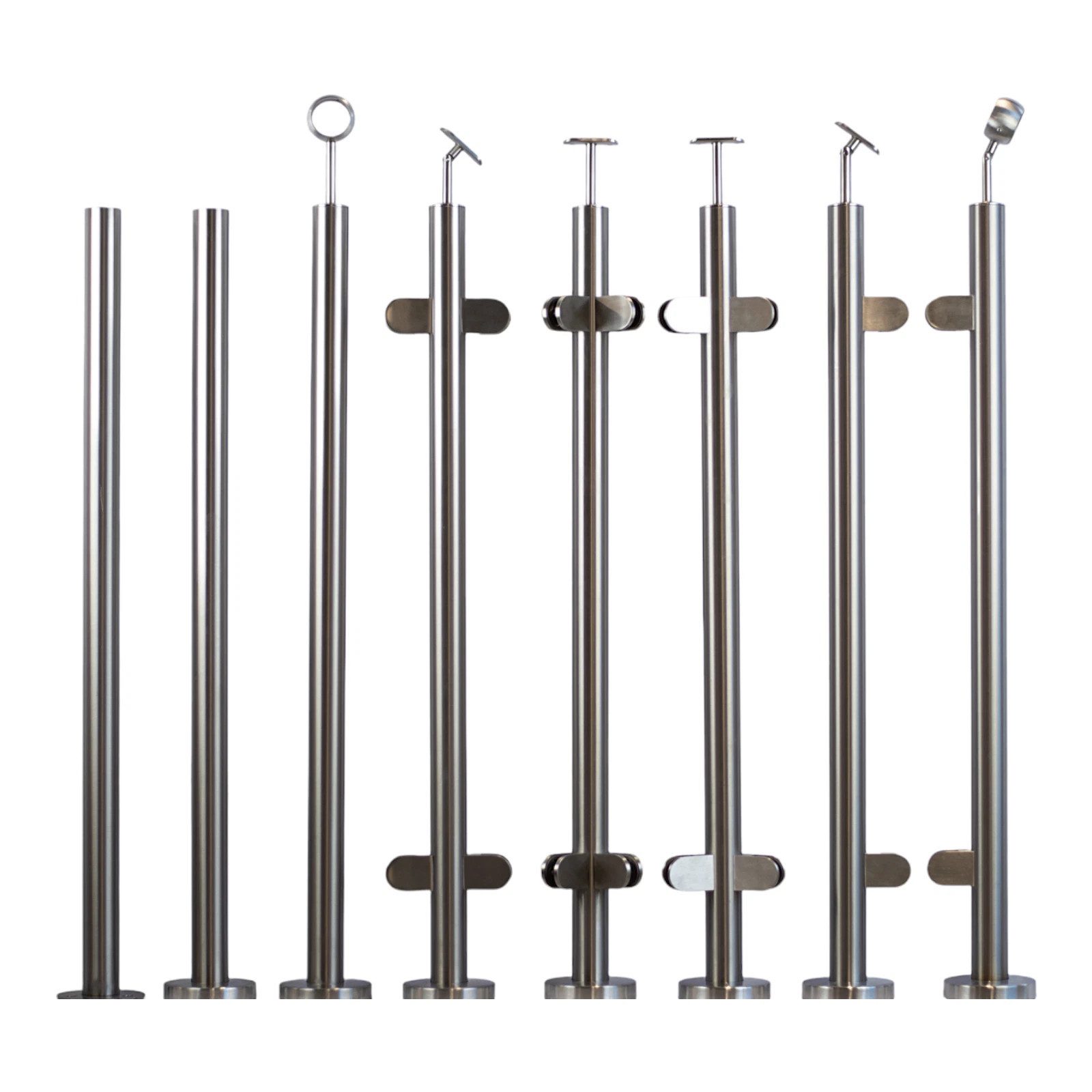 StahlFux Endpfosten Geländerpfosten Glashalter, (Spar-Set, Boden-& Aufmontage), geschliffen K240, rostbeständig für Innen & Außen