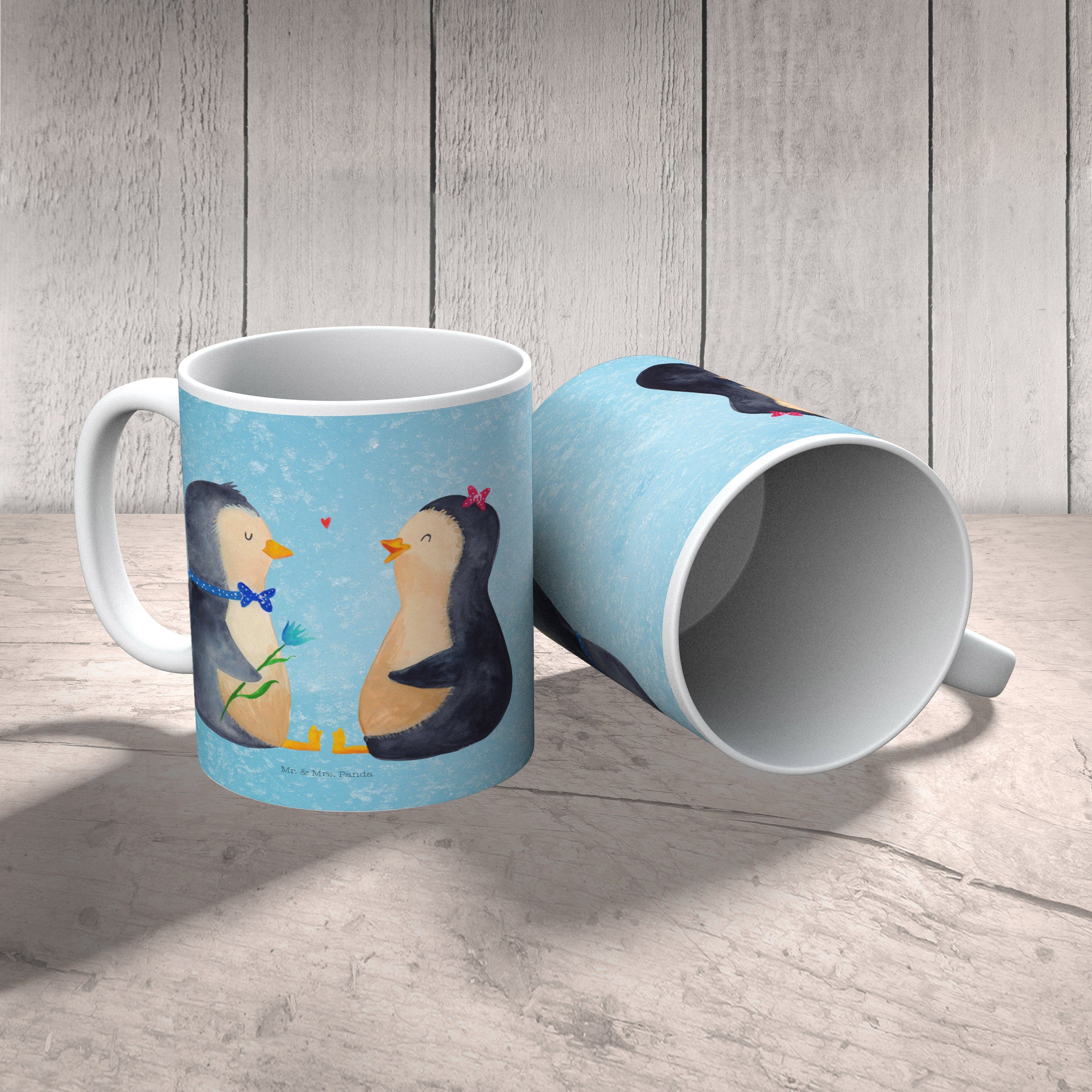 Mr. & Mrs. Panda Tasse Tasse, Keramik Pärchen - Eisblau Sprüche, - Pinguin Geschenk, Geschenk Tasse