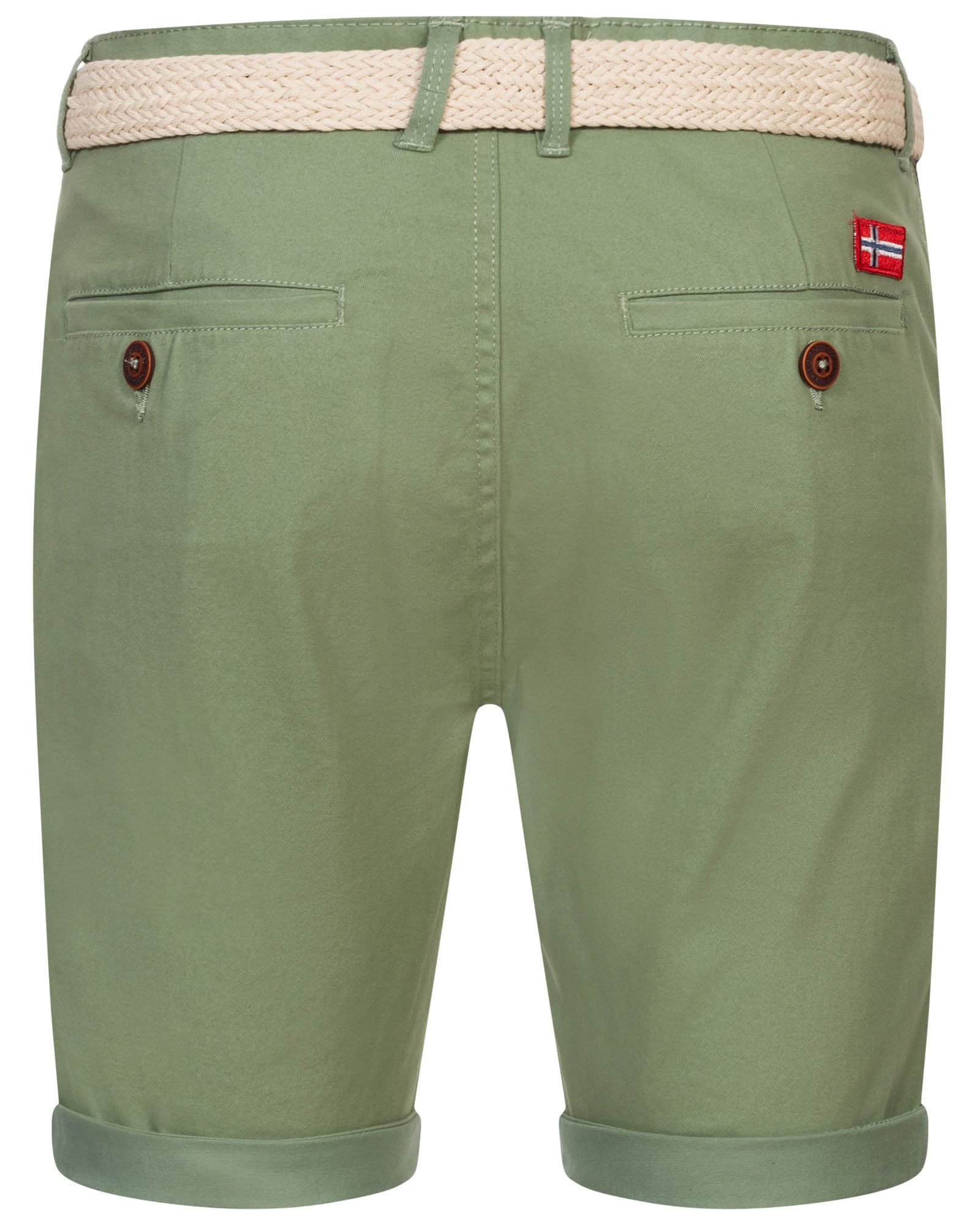 Geographical Norway Bermudas Chino Shorts kurze Hose Bermuda Knielang Stoff bequem mit Gürtel short – Bild 3 von 5