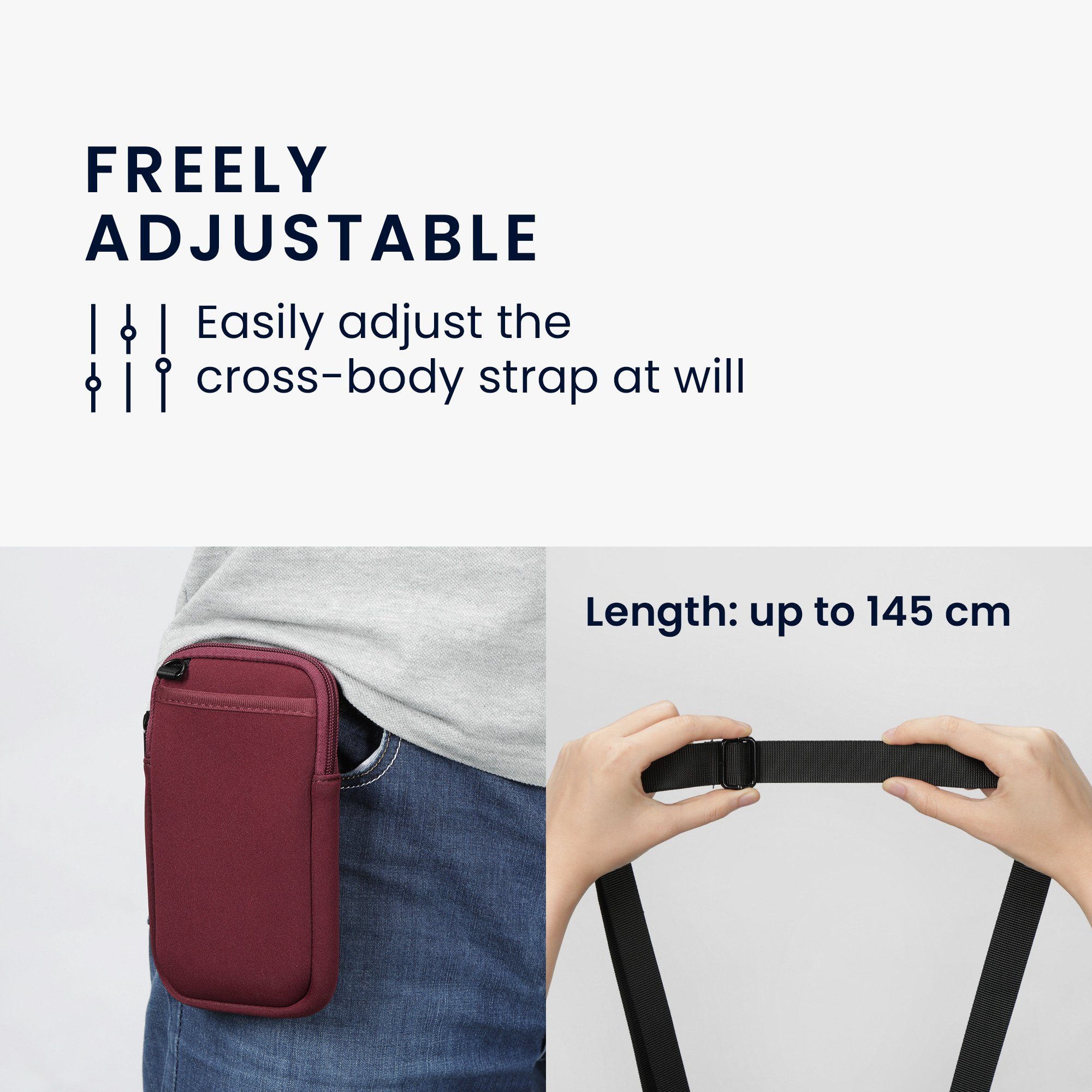 kwmobile Handytasche Handy Tasche zum Umhängen für XL - 6,7/6,8" Hülle mit Band (1-tlg), Necklace Case - Neopren Cover mit Reißverschluss