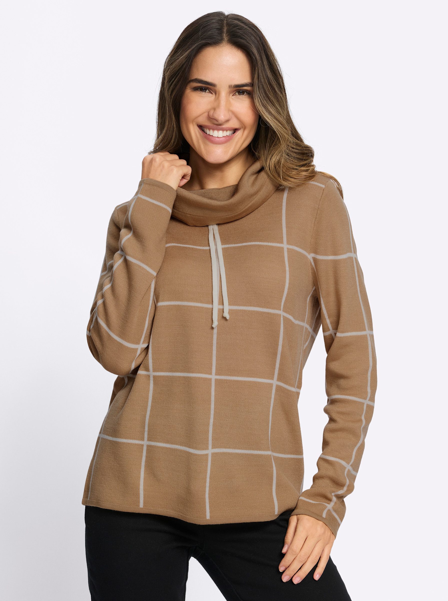 Sieh an! Strickpullover Rollkragen-Pullover Langarm Jacquard