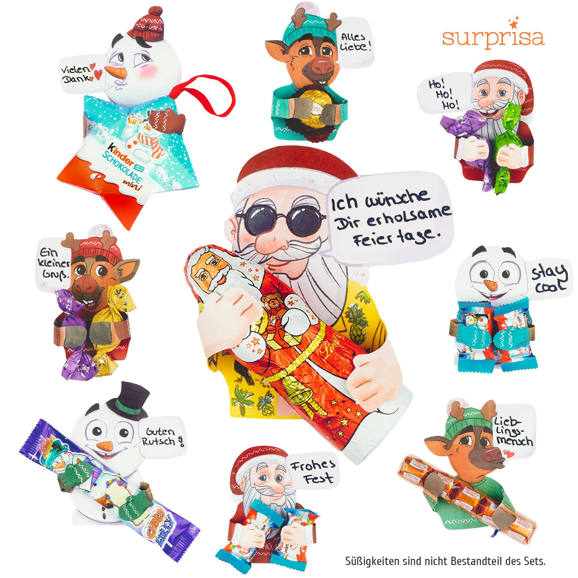 Geschenke zu Sweet andere mit Schokolade SURPRISA individuelle - persönlicher Geschenke, Weihnachten für und Hugs kleine Geschenkkarte Note für Grußkarte
