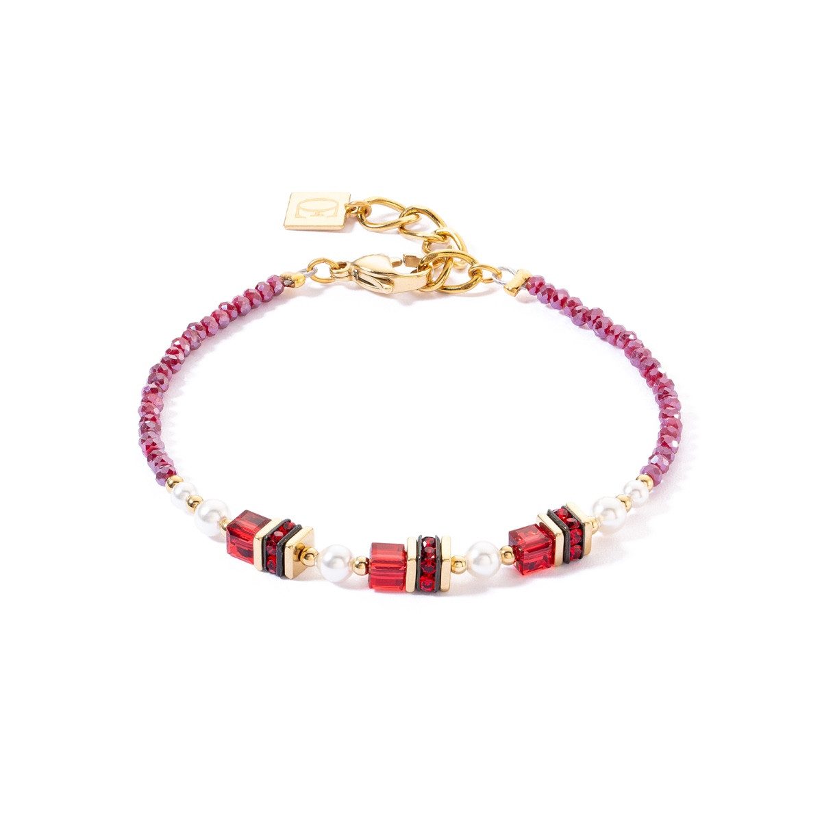 COEUR DE LION Armband Armband Sparkling Princess Rot Goldton 4567/30-0300