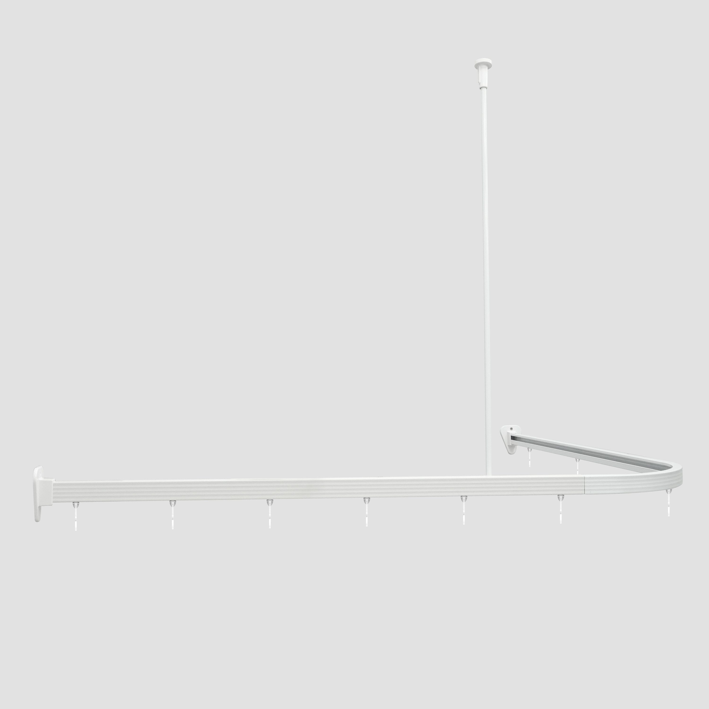 Euroshowers GmbH Duschvorhangstange Profi 90x90cm L-förmiges Duschstangen-Set Weiß aus Aluminium, Wand, Schrauben, Aluminium, Inklusive Deckenhalterung 60 cm,verbindungsstücken und 12 Vorhanghaken