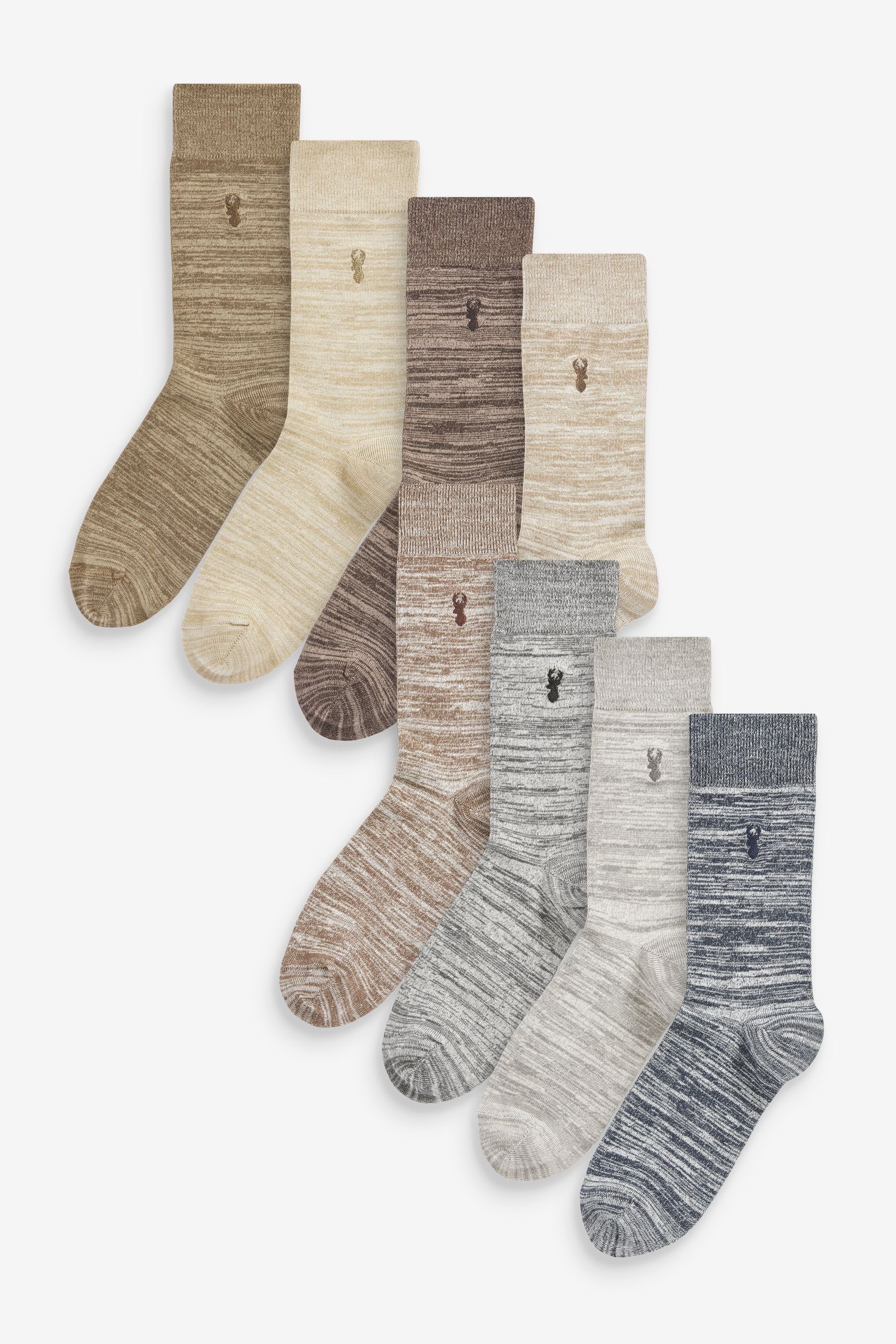 Next Kurzsocken Socken mit Hirsch-Stickerei im 8er-Pack (8-Paar) Grey/Neutral