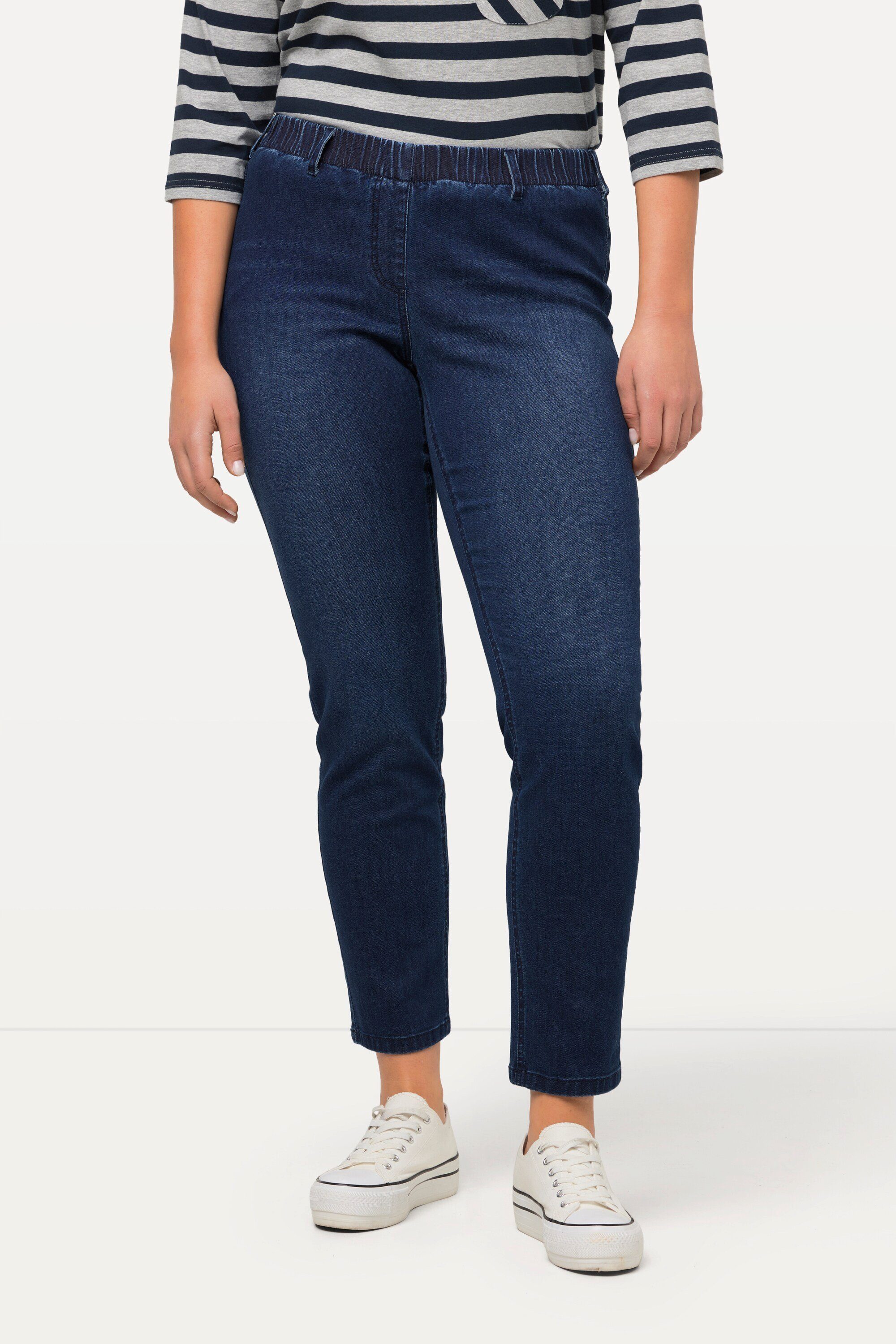 Ulla Popken Jeggings Jeggings Sienna schmales Bein Elastikbund dark blue denim