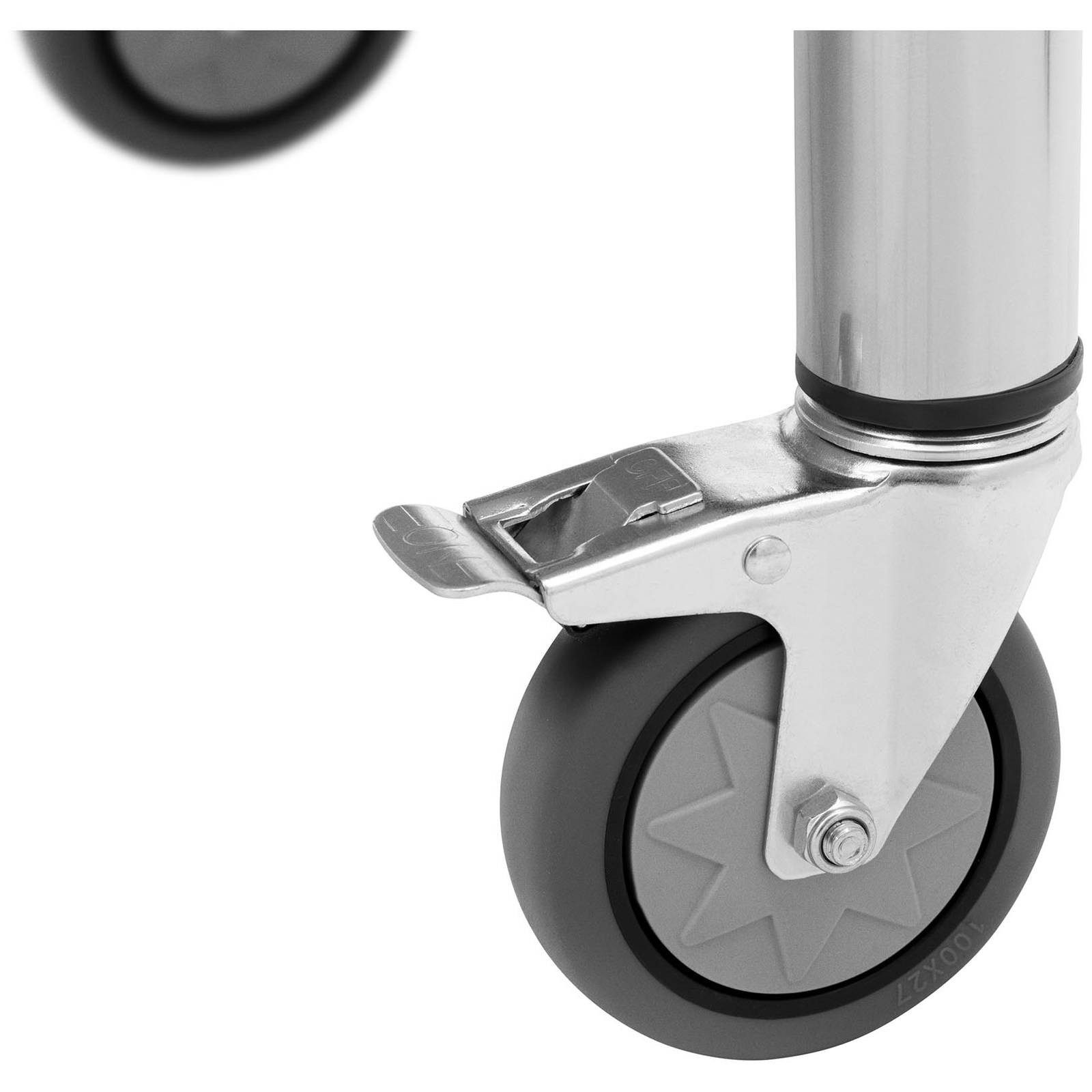 Royal Catering Arbeitstisch 60 x 150 cm Rollbarer Edelstahltisch Aufkantung Gastrotisch 160 kg, verschiedene Größen