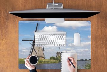 MuchoWow Gaming Mauspad Mühle - Holland - Wasser (1-St), Büro für Tastatur und Maus, Mousepad Gaming, 90x60 cm, XXL, Großes