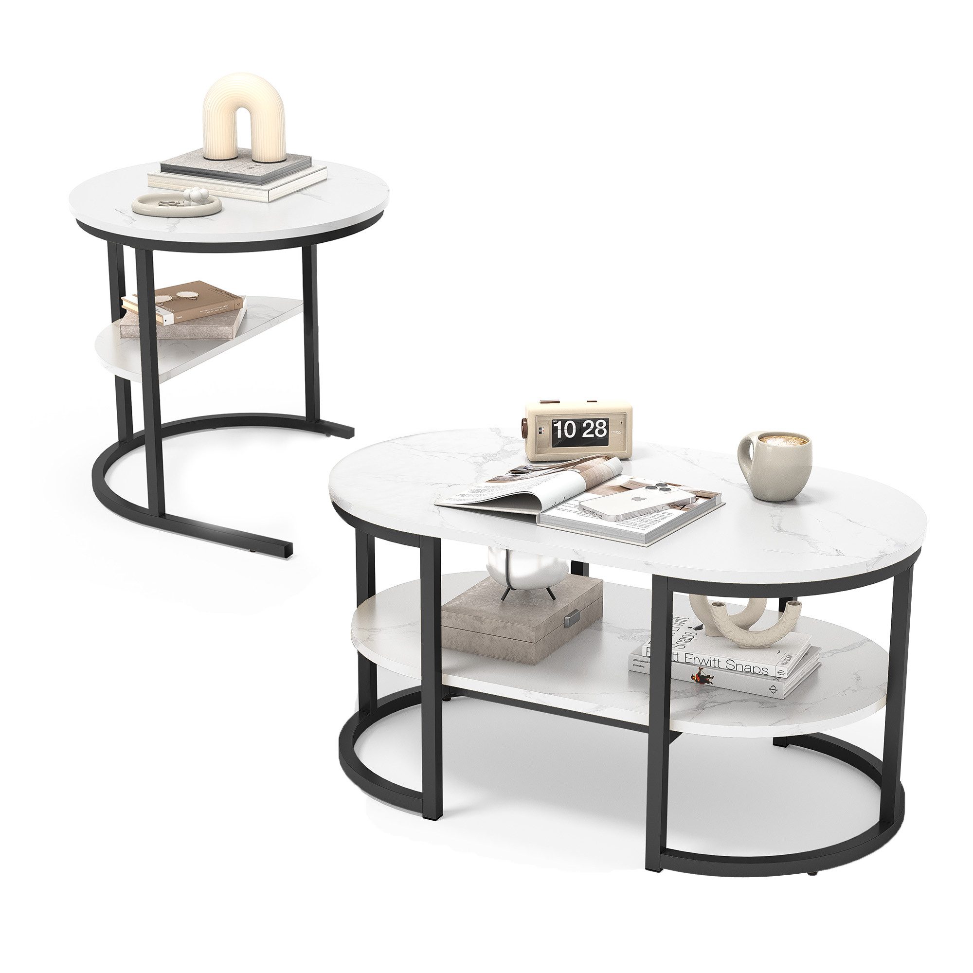 FUROKOY Couchtisch 2tlg. Kaffeetisch,Satztisch Beistelltisch,mit Stauraum günstig online kaufen