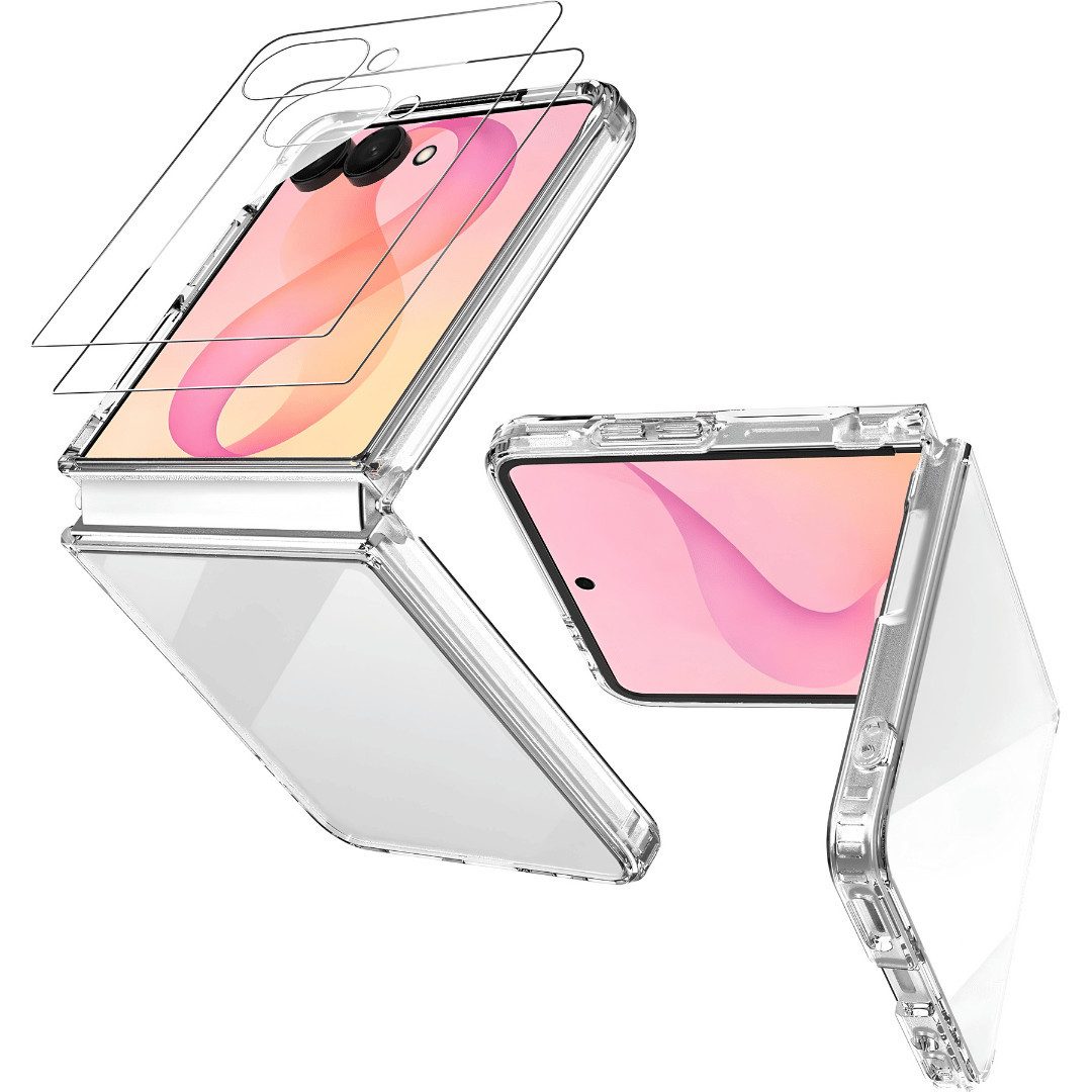 SmartUP Smartphone-Hülle + 2X Schutzglas für Samsung Galaxy Z Flip 8 Panzerfolie Display Case 6,9, integrierter Kameraschutz, präzise Aussparungen