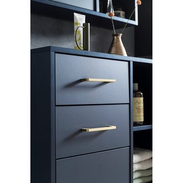 Lomadox Garderoben-Set KELLA-80, (Spar-Set, 4-St), Flurmöbel blau modern Kommode Garderobenpaneel Spiegel Flurschrank