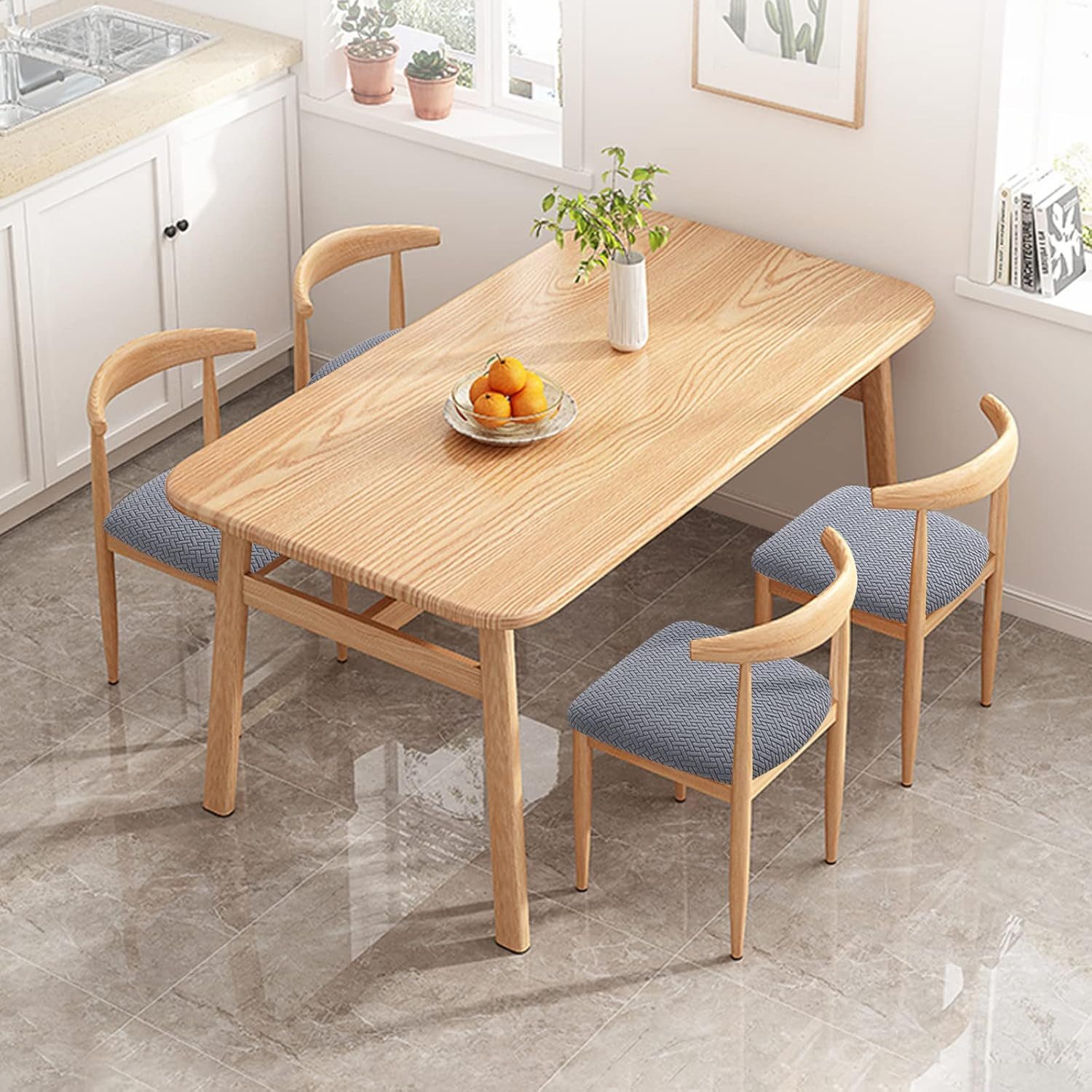 Diwzbyn Stuhlhusse Stuhlbezug Sitzfläche 4er Set, Stretch Bezug für Stühle Sitzbezüge, für Esszimmerstühle Abwaschbar Schonbezug Stuhl Hussen für Stühle