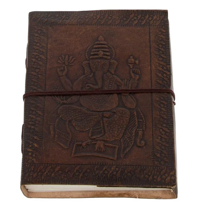 KUNST UND MAGIE Tagebuch Leder Tagebuch handgefertigt - geprägtes Notizbuch Lord Ganesha 18x13cm