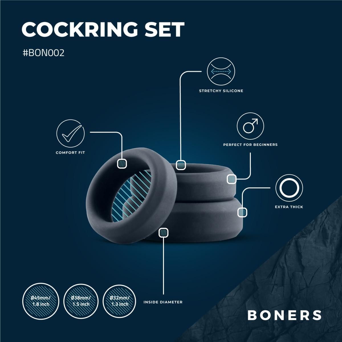 Boners Kondome 3 Ring kit (flat rings), 3 St.