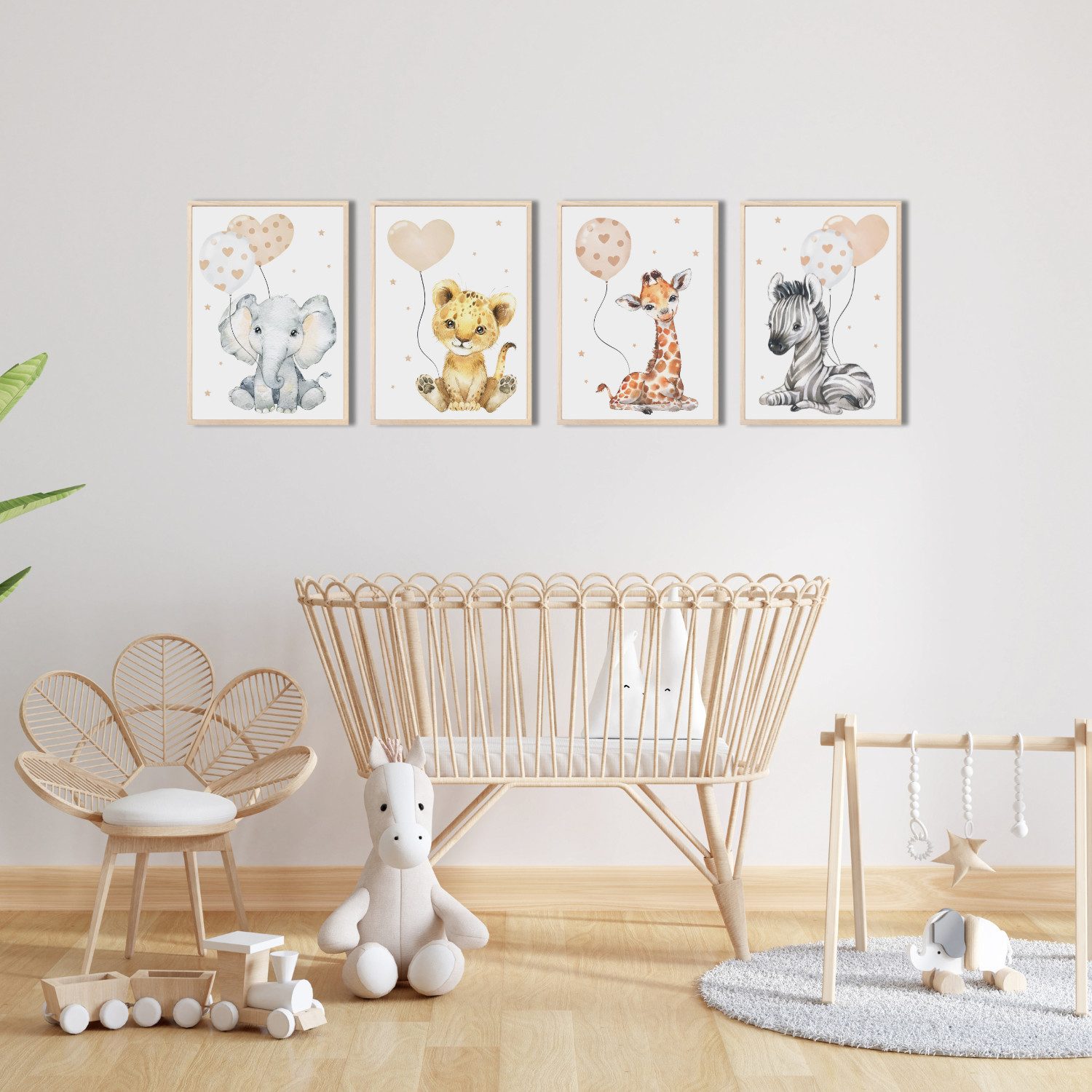 MeinBaby123® Poster Bilder Kinderzimmer, Tiere Poster Kinderzimmer Deko, Babyzimmer Deko, Tier Wandbilder