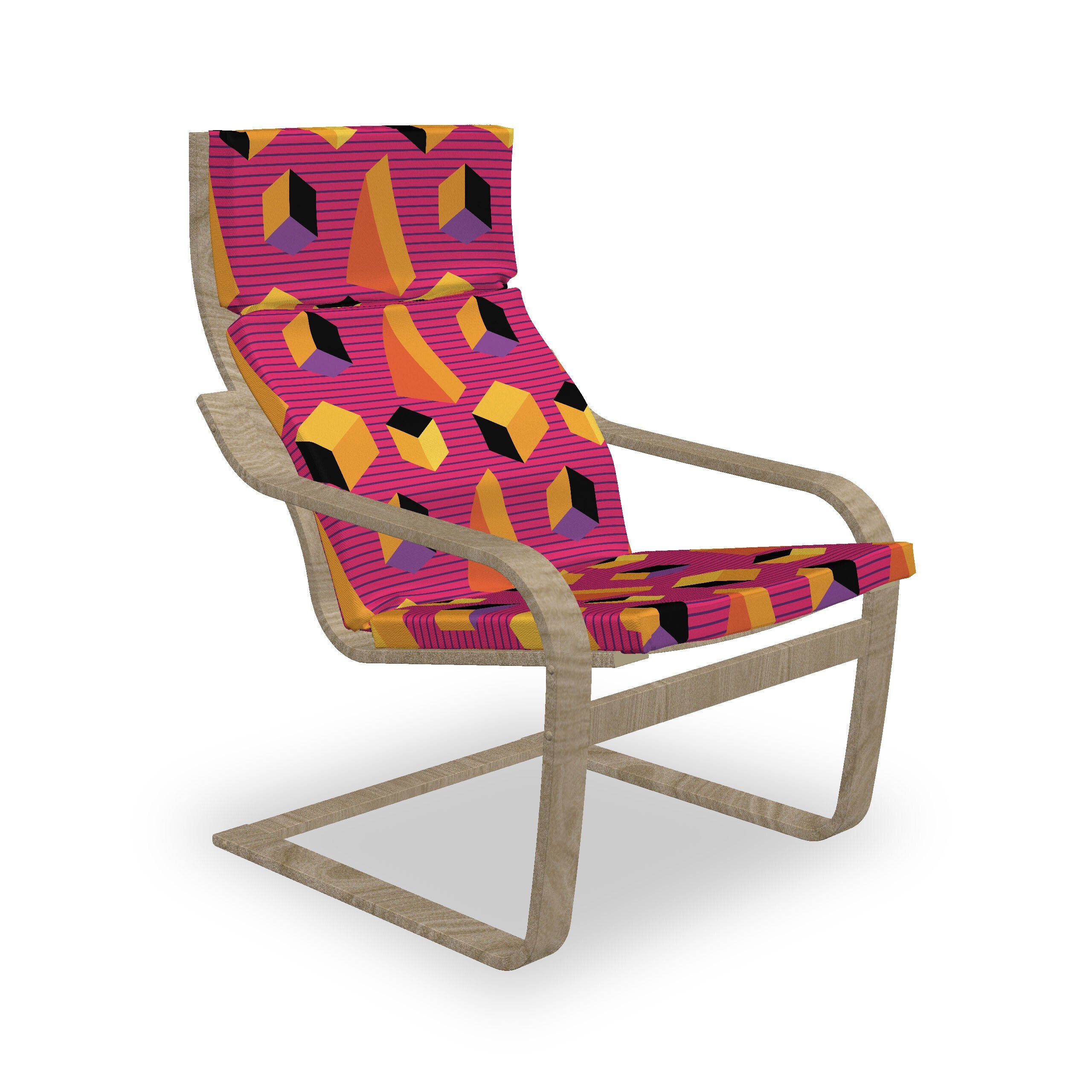 Abakuhaus Stuhlkissen Sitzkissen mit Stuhlkissen mit Hakenschlaufe und Reißverschluss, Abstrakt Sommer-Tone 80er Geometric