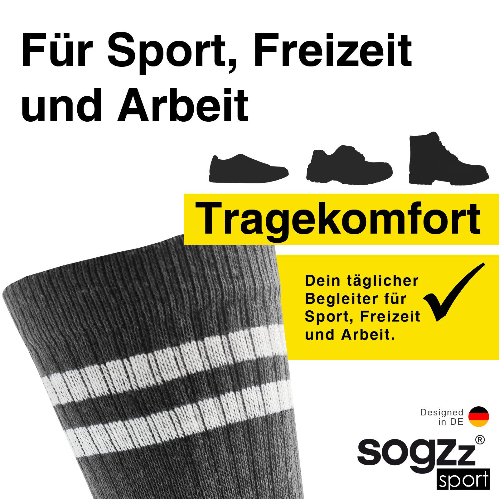 sogzz Tennissocken 4-16 Paar Sportsocken Gr. 35-50 Herren Damen Schwarz Weiss Dunkelgrau (Tennis Sport Socken Streifen - Basic Stripes, 4-Paar)