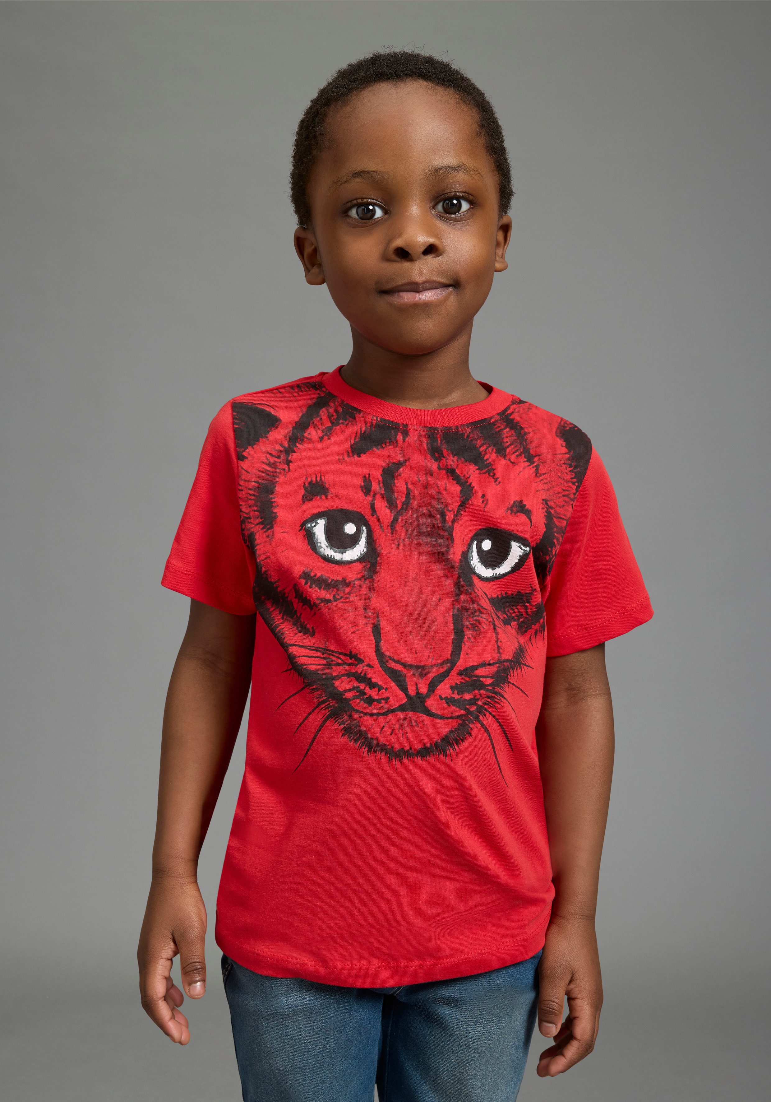 KIDSWORLD T-Shirt Mit tollem Druck: LITTLE TIGER Kurzarm, Basic-Passform, mit peppigem Druck, Rundhalsausschnitt