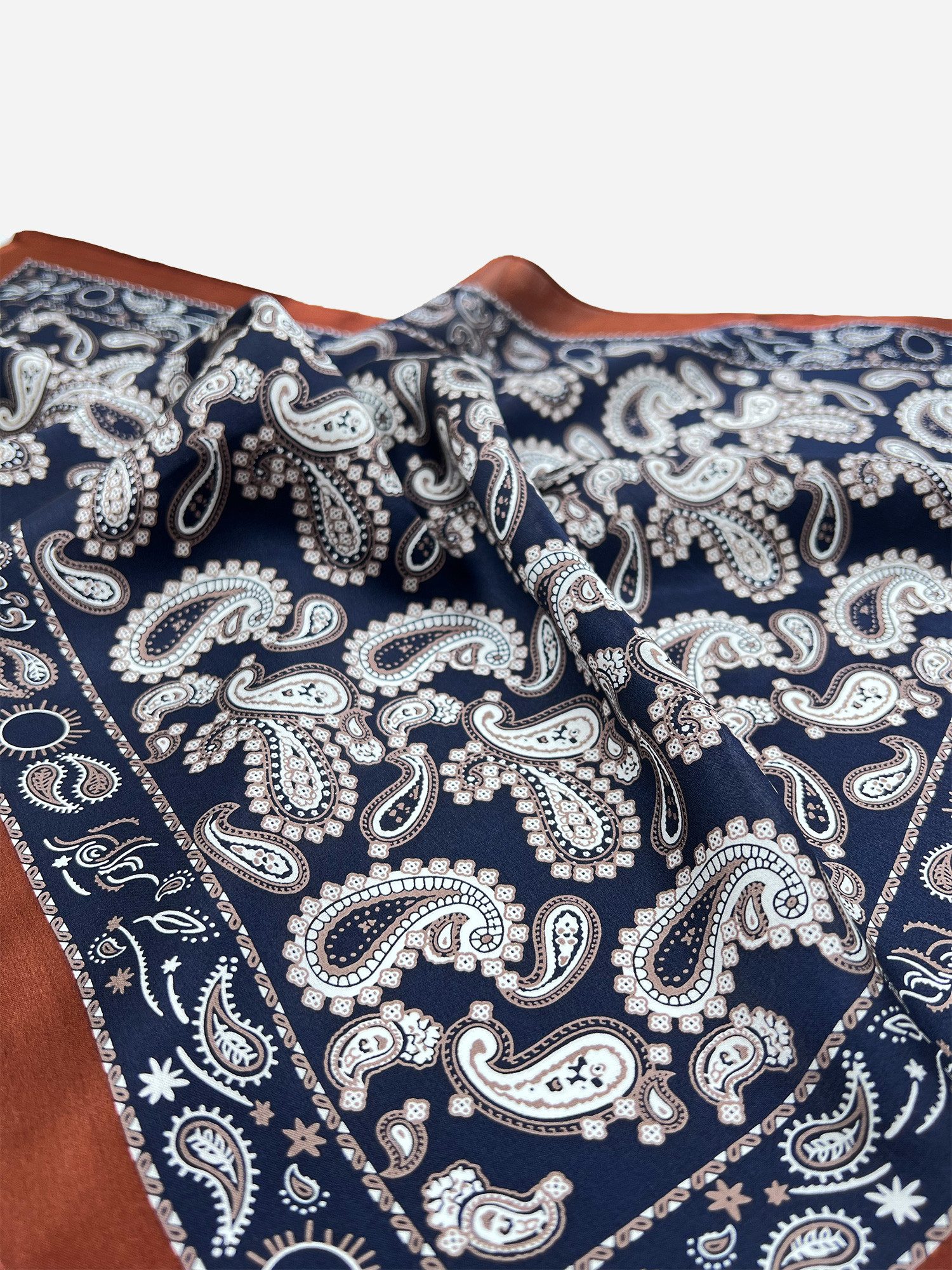 Vivi Idee Seidentuch 100% Maulbeerseide Halstuch Nachtpaisley, Quadratisches 53x53 cm Halstuch, bedrucktes Seidenschal