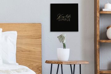 OneMillionCanvasses® Leinwandbild Zitate - Leben - Gold - Schwarz, (1 St), Leinwand Bilder für Wohnzimmer Schlafzimmer