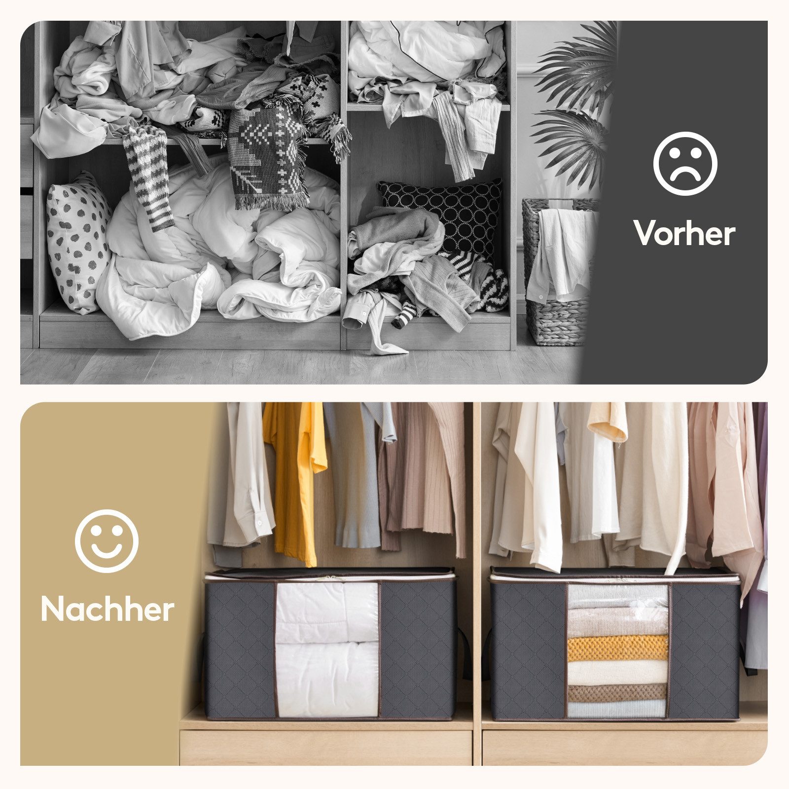 Lifewit Aufbewahrungsdose Aufbewahrungstasche mit Deckel, Kleiderschrank Organizer (Set, 1 St., 1 Stück/2 Stück/3 Stück/4 Stück/6 Stück/8 Stück), Klappbar, Non- – Bild 4 von 5
