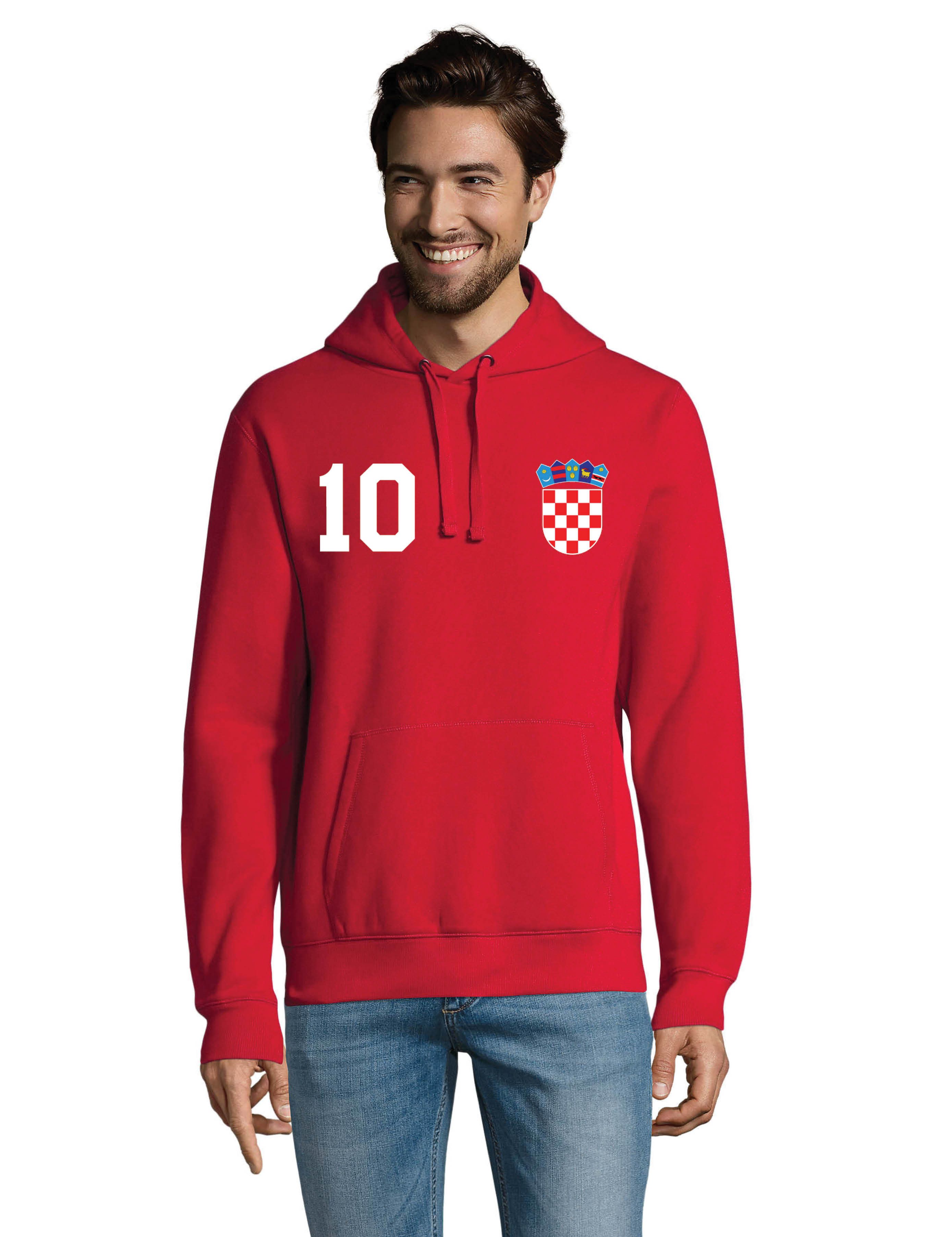 Youth Designz Kapuzenpullover Kroatien Herren Hoodie im Fußball Trikot Look mit trendigem Frontprint