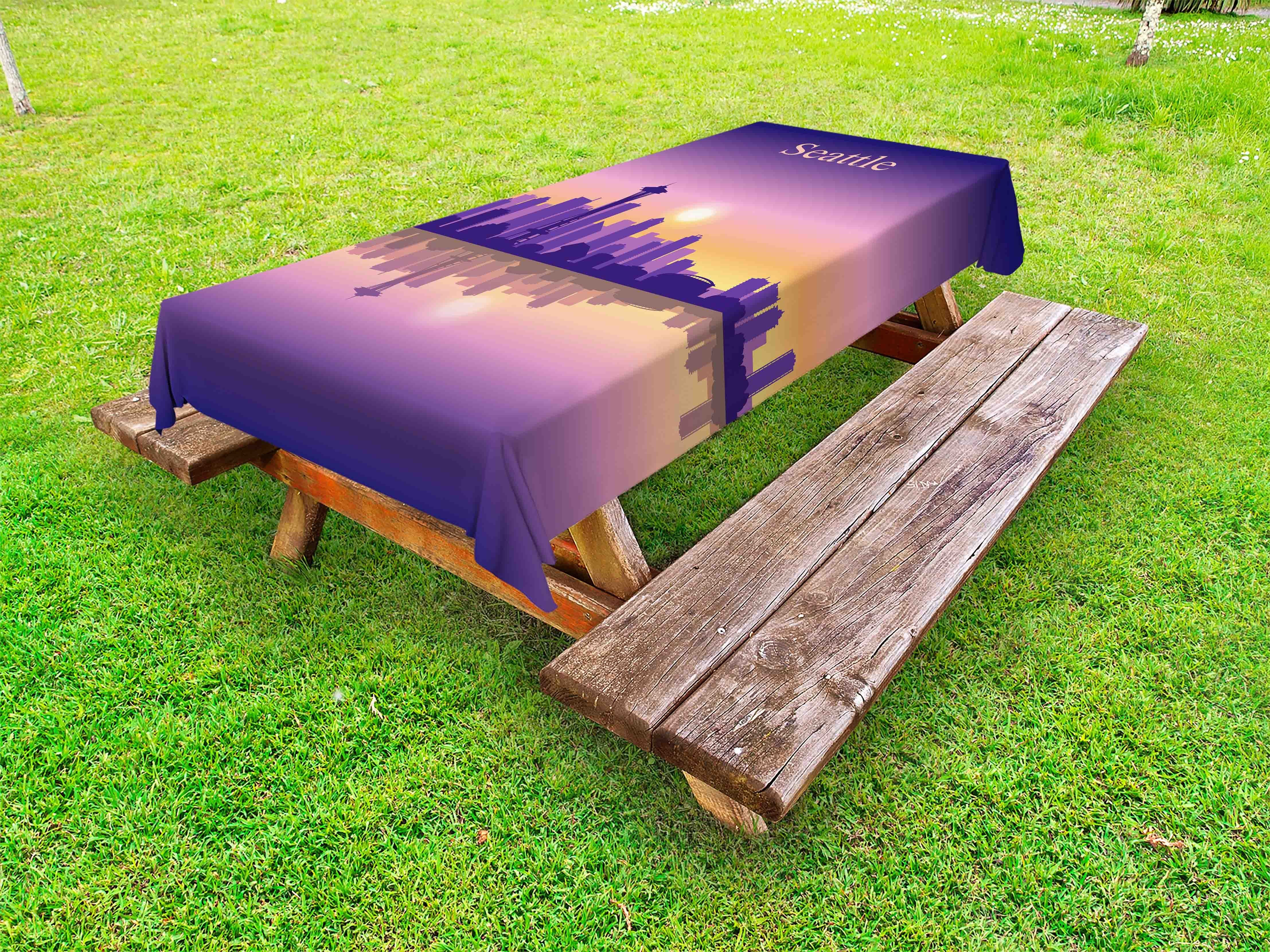Abakuhaus Tischdecke dekorative waschbare Picknick-Tischdecke, in Reflexen Seattle violetten Skyline Blick