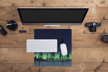 MuchoWow Gaming Mauspad Nordlicht - Schnee - Bäume - Natur - Grün (1-St), Mousepad mit Rutschfester Unterseite, Gaming, 40x40 cm, XXL, Großes