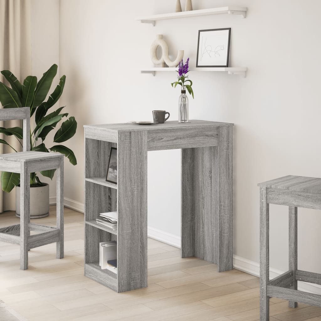 vidaXL Esstisch Bartisch mit Regal Grau günstig online kaufen
