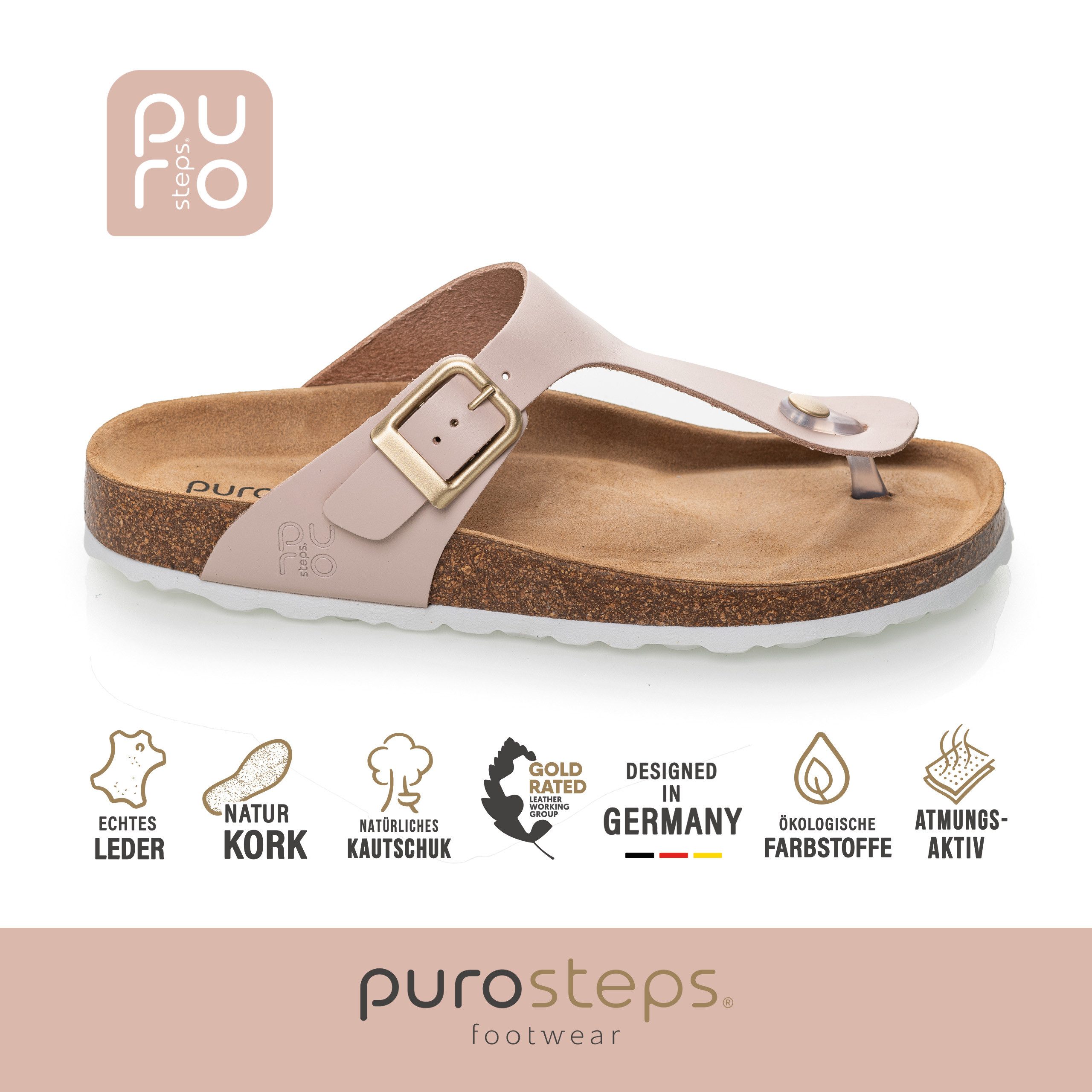 purosteps Marbella-Eco 14943-pink Sandale Echtes Leder, Natur Materialien, günstig online kaufen