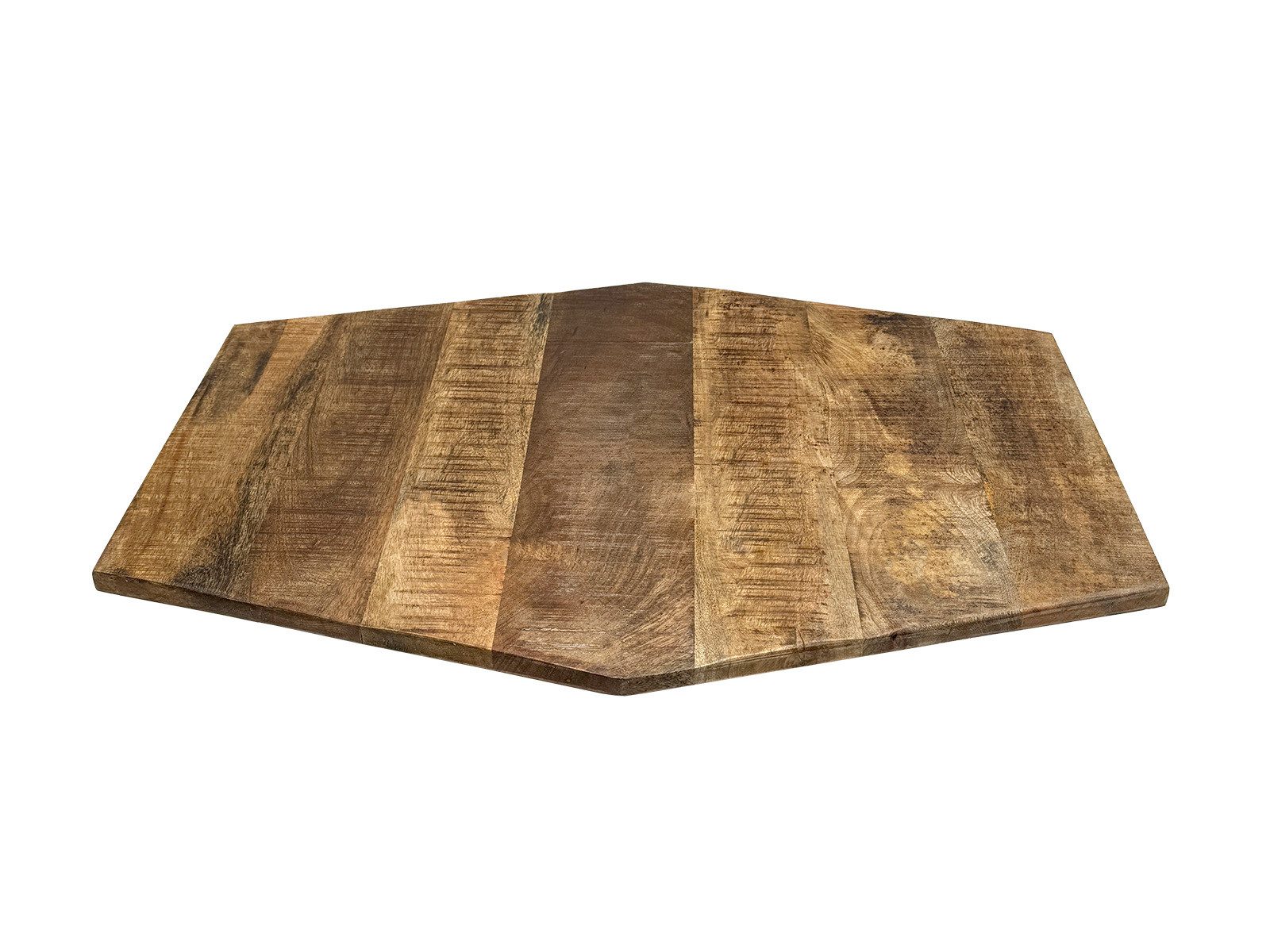 Amagohome Tischplatte Sechseckige Tischplatte Holzplatte Mango-Altholz 74x56 u. 56x47cm – re (1 St), gewollt uneben, aus recyceltem Mangoholz hergestellt