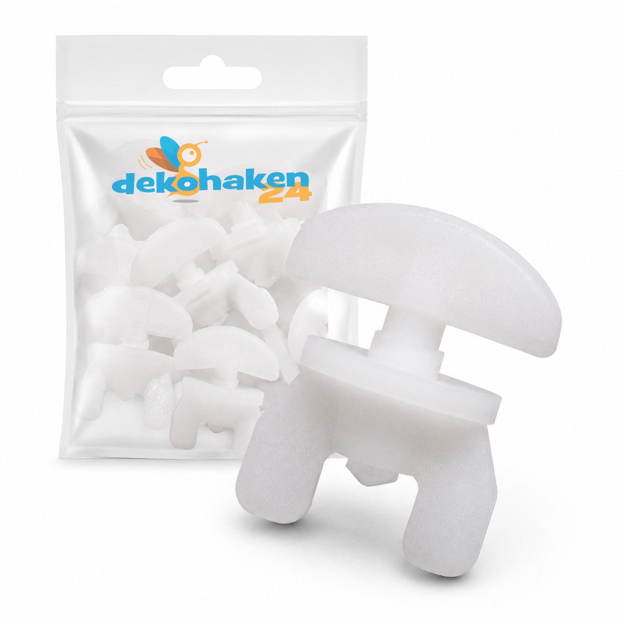 dekondo Feststeller Universal/Zwischenfeststeller/Endfeststeller/Gardinenstopper, für Gardinenschienen oder Gardinenstangen mit Innenlauf, (12-St), mit großer Flügelschraube