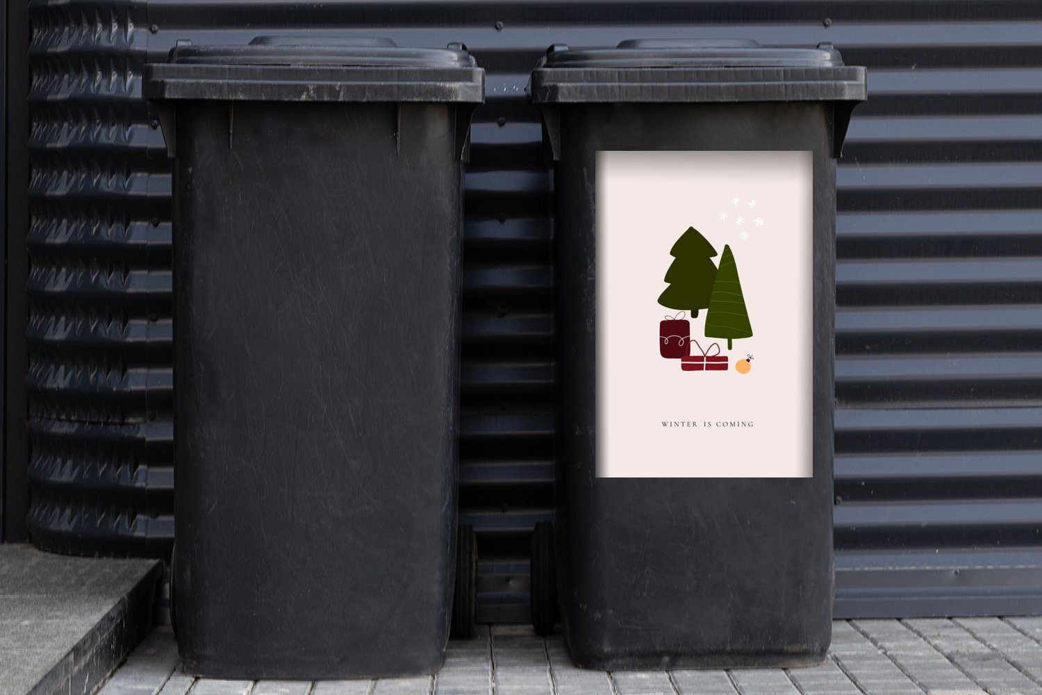 Mülleimer-aufkleber, Mülltonne, Abfalbehälter (1 - Sticker, Weihnachtsbäume Zitate Wandsticker - Container, St), Geschenke MuchoWow