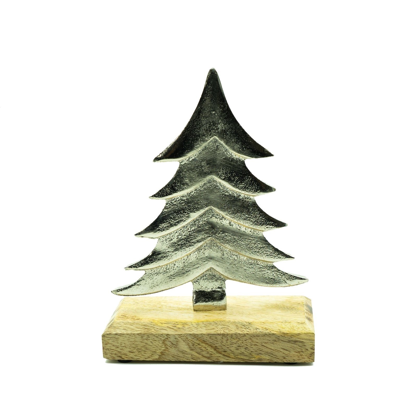 HTI-Living Dekofigur Aluminium-Weihnachtsbaum auf Holzsockel (1 St), Winterdekoration