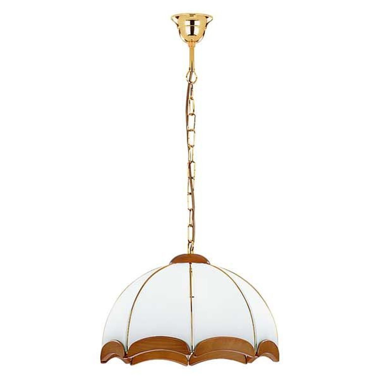 Licht-Erlebnisse Pendelleuchte JANOW, ohne Leuchtmittel, Glas Metall Holz Ø 37 cm H: max. 74 cm in Gold Weiß Braun E27 Rustikal