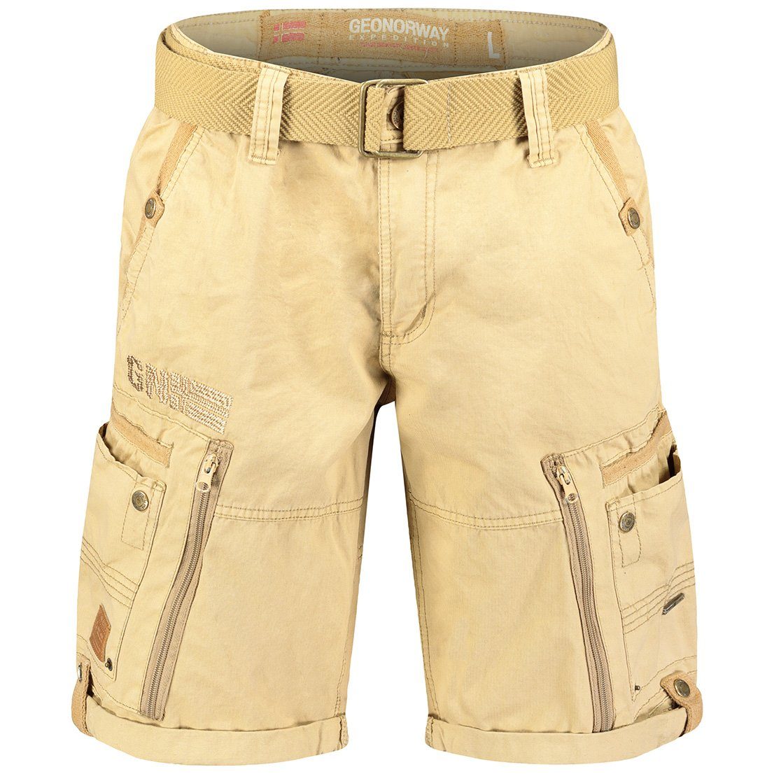 Geo Norway Cargoshorts Geo Norway Herren Shorts PASSPARTOUT (mit abnehmbarem Gürtel) Shorts, kurze Hose, unifarben