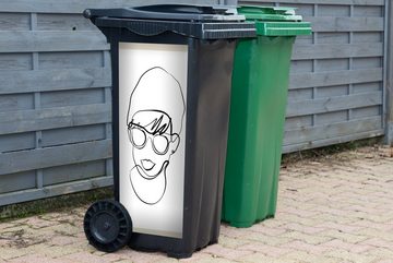 MuchoWow Wandsticker Frauen - Minimalismus - Linienkunst (1 St), Mülleimer-aufkleber, Mülltonne, Sticker, Container, Abfalbehälter